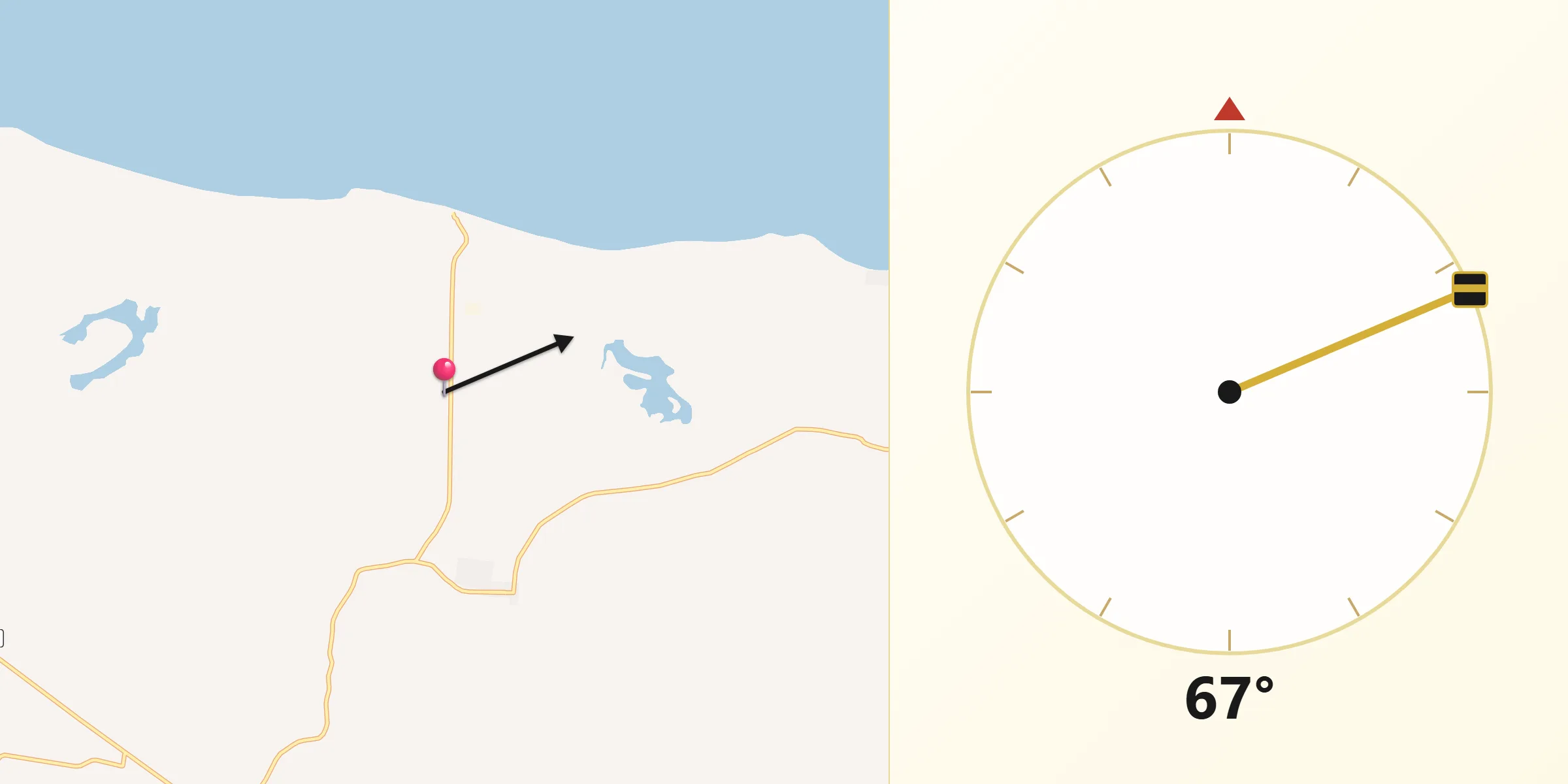 Direção da Qibla a partir de Pedra Grande