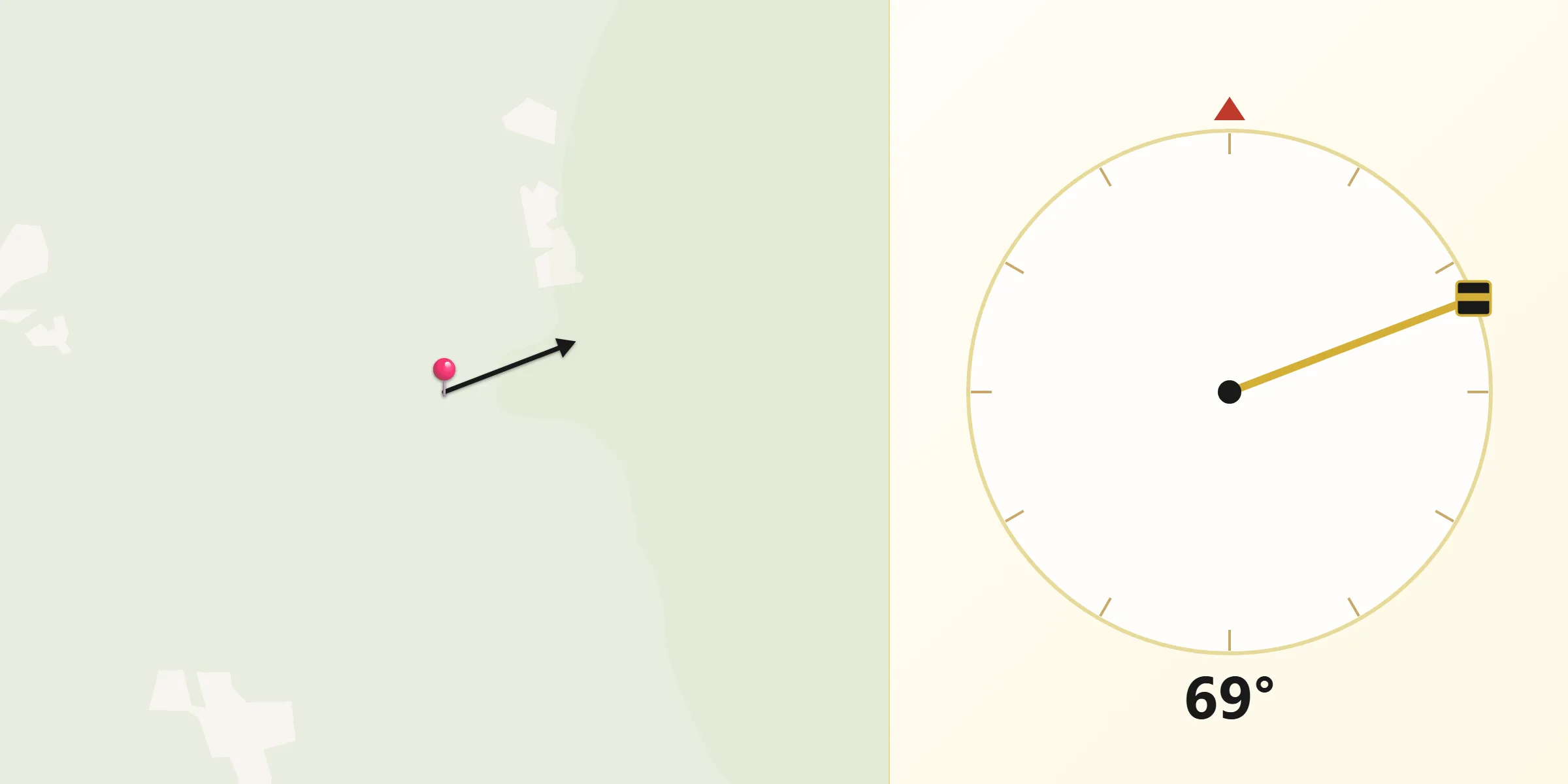 Direção da Qibla a partir de Trairão