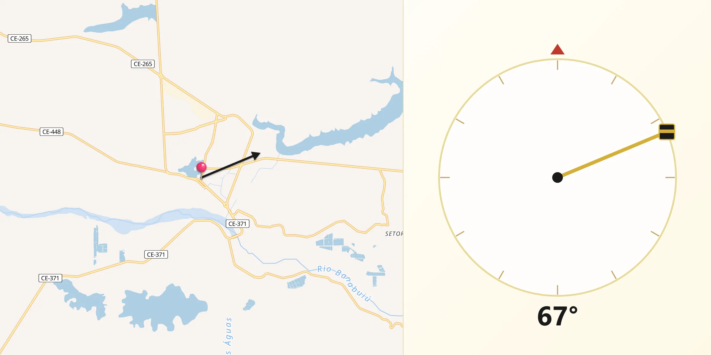 Direção da Qibla a partir de Morada Nova