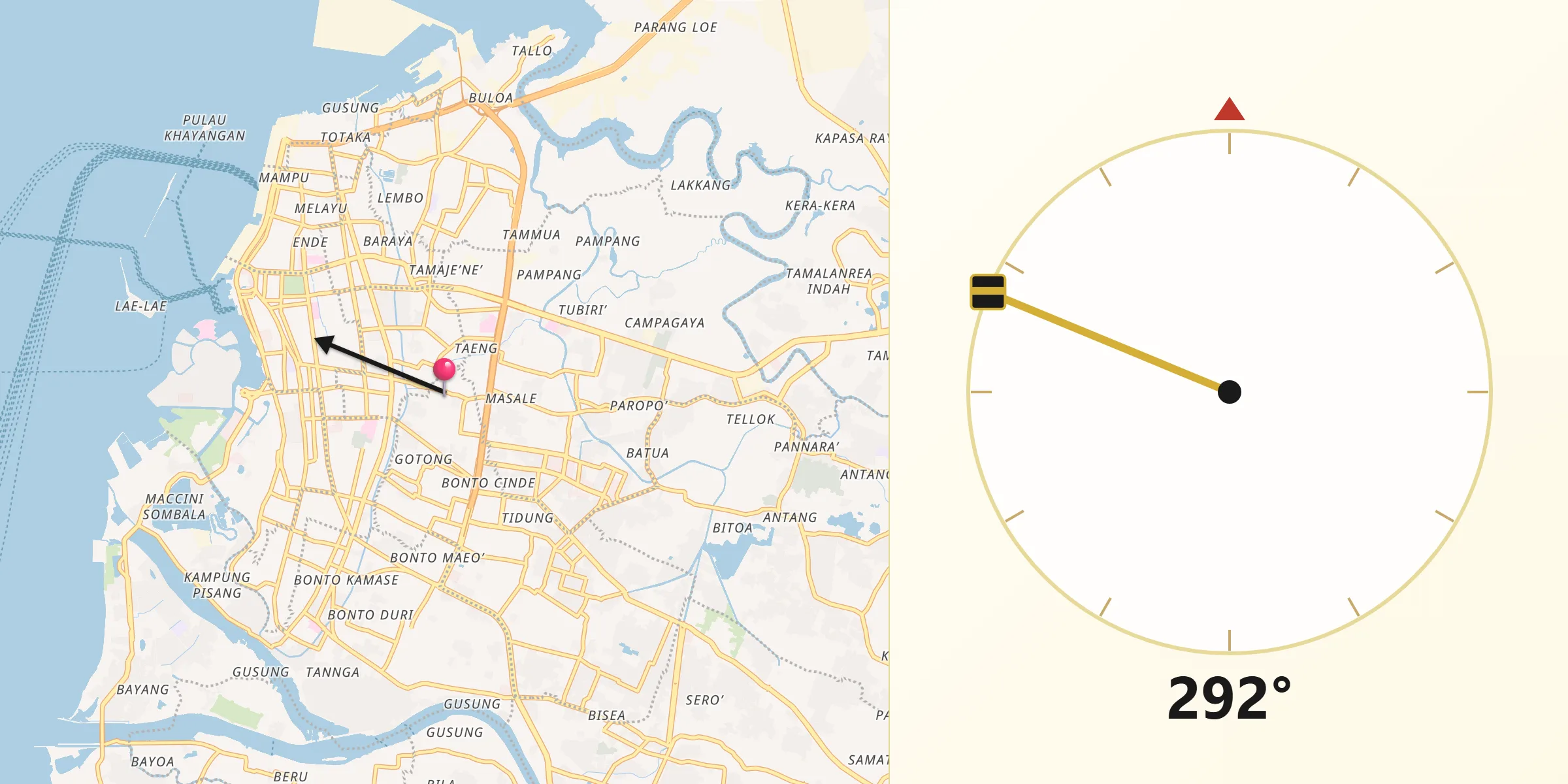 Qibla Direction from Makassar