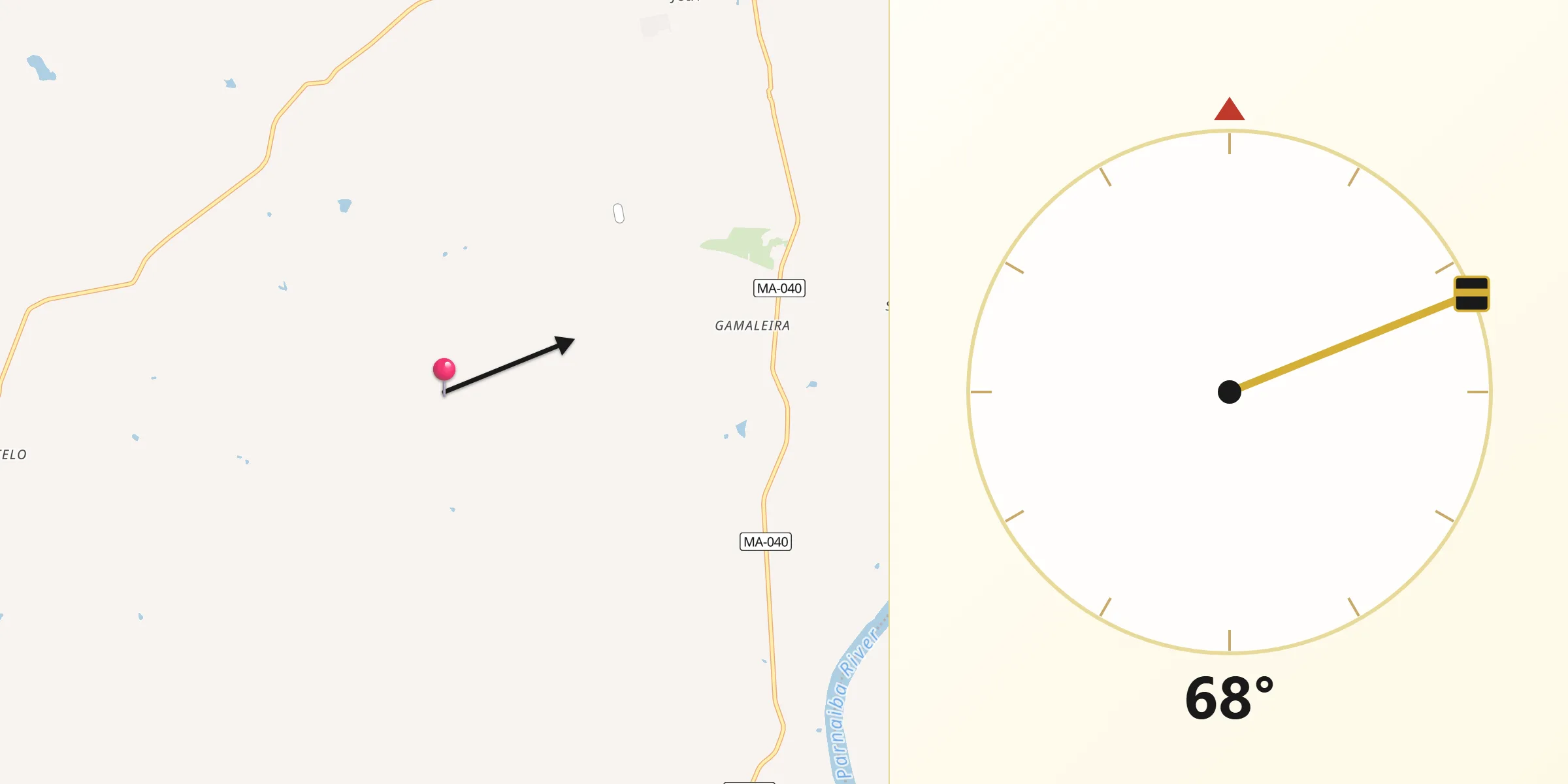 Direção da Qibla a partir de Timon
