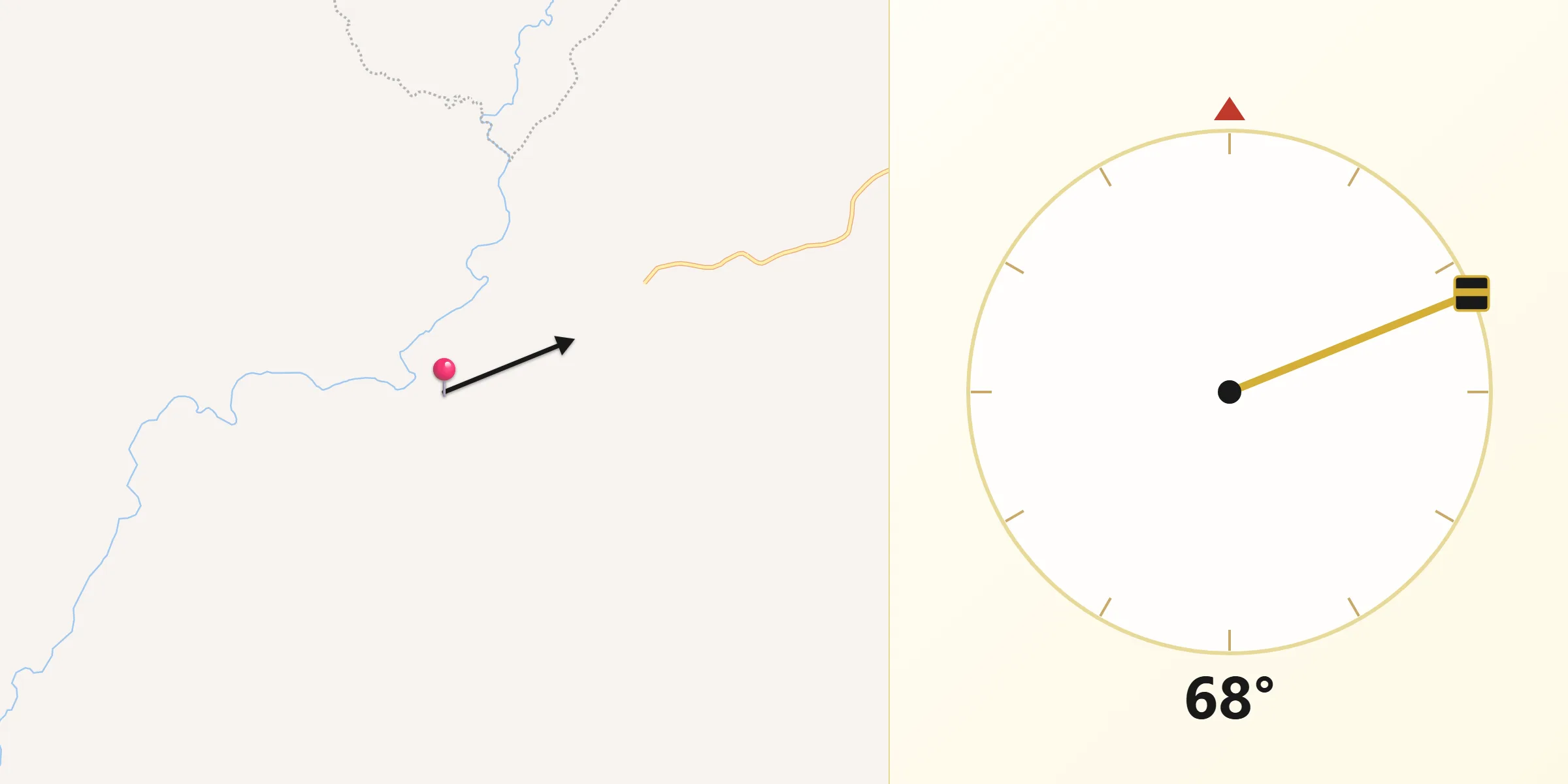 Direção da Qibla a partir de Pau D'arco do Piauí