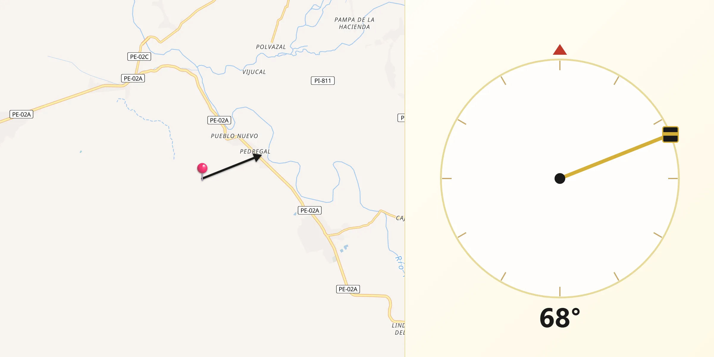 Dirección de la Qibla desde Morropon