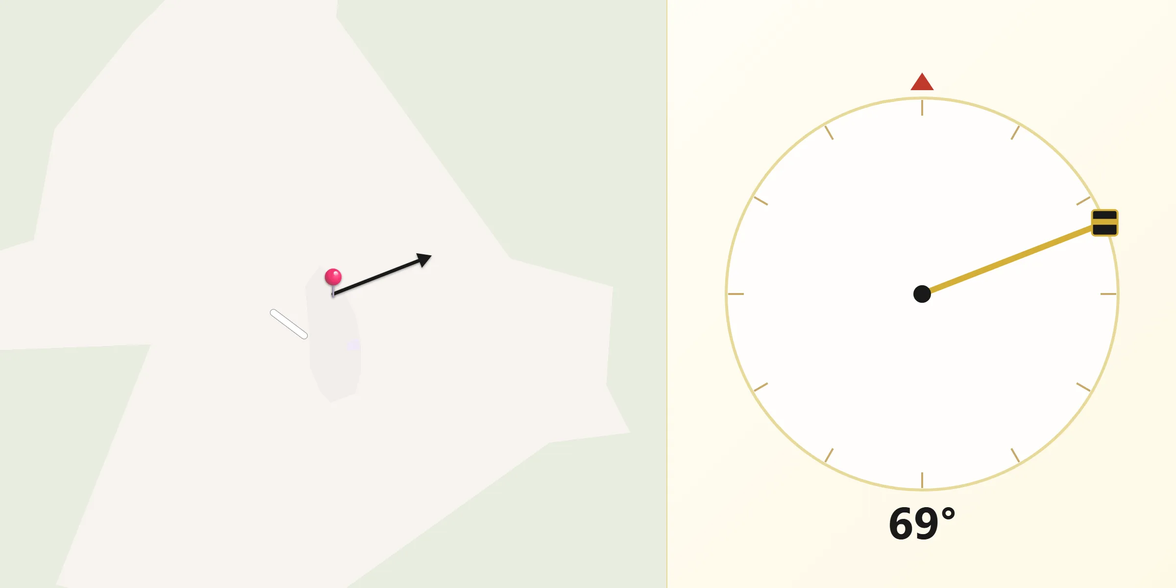 Dirección de la Qibla desde Jeberos