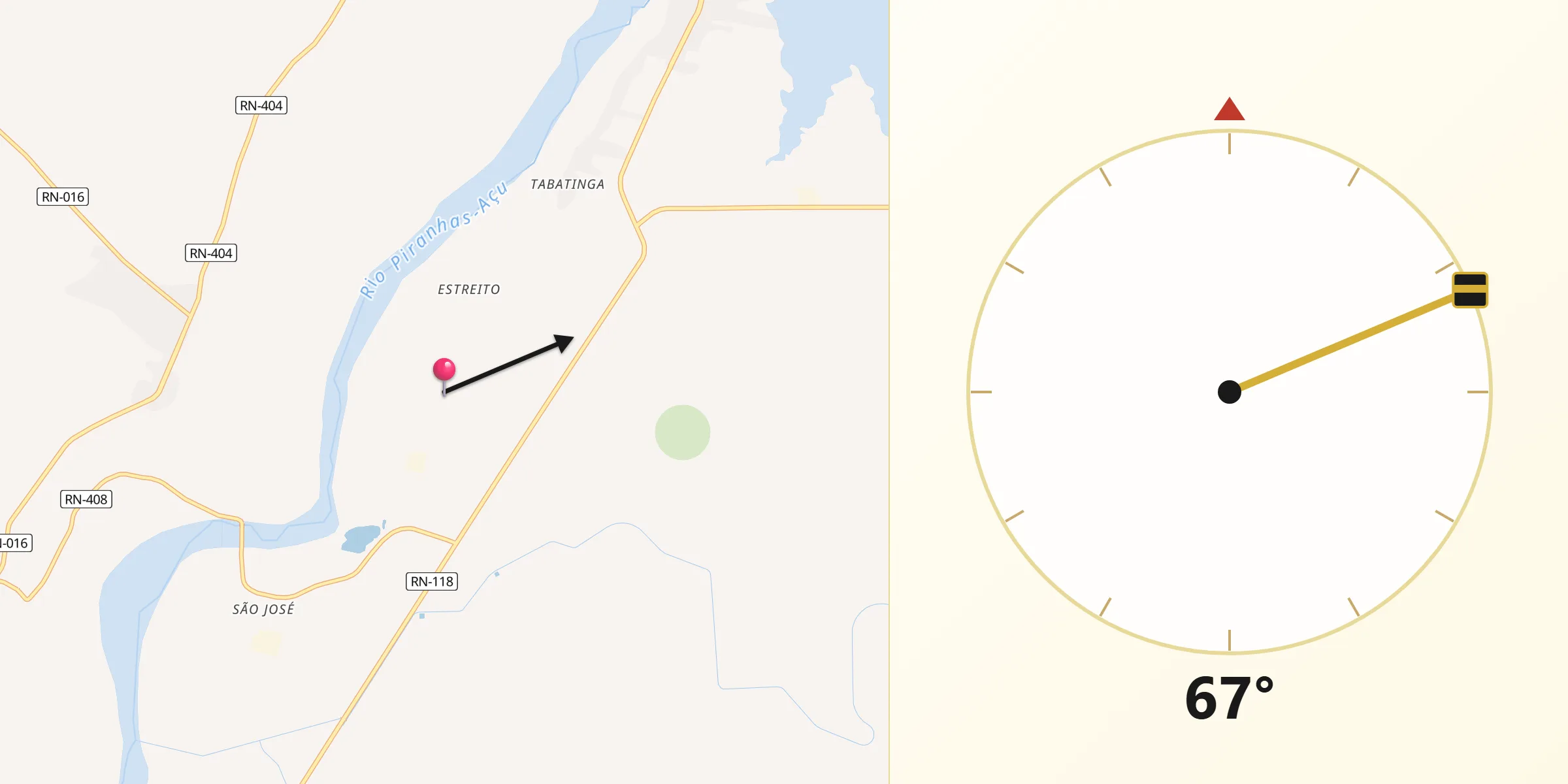Direção da Qibla a partir de Alto do Rodrigues