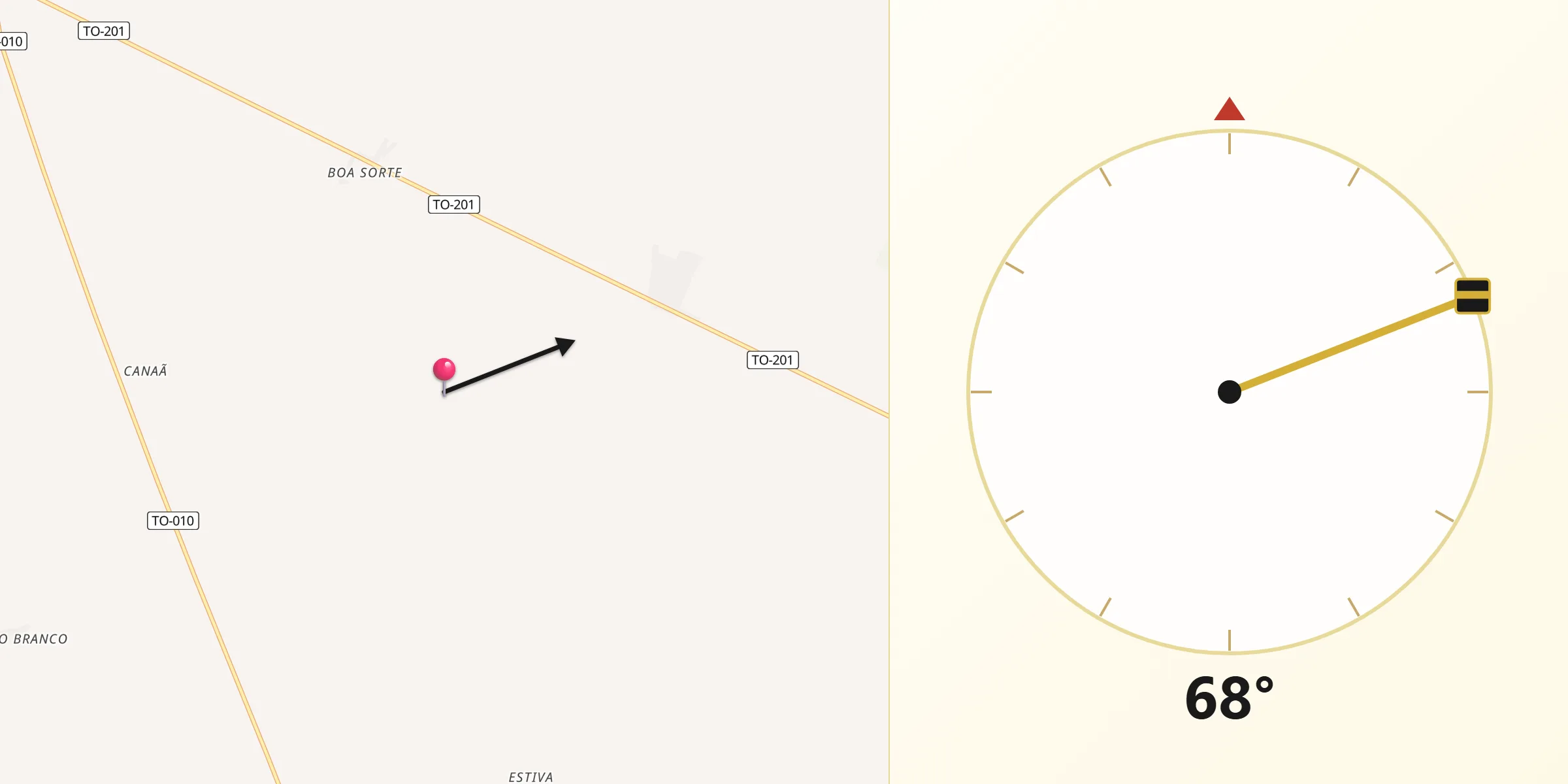Direção da Qibla a partir de Buriti do Tocantins