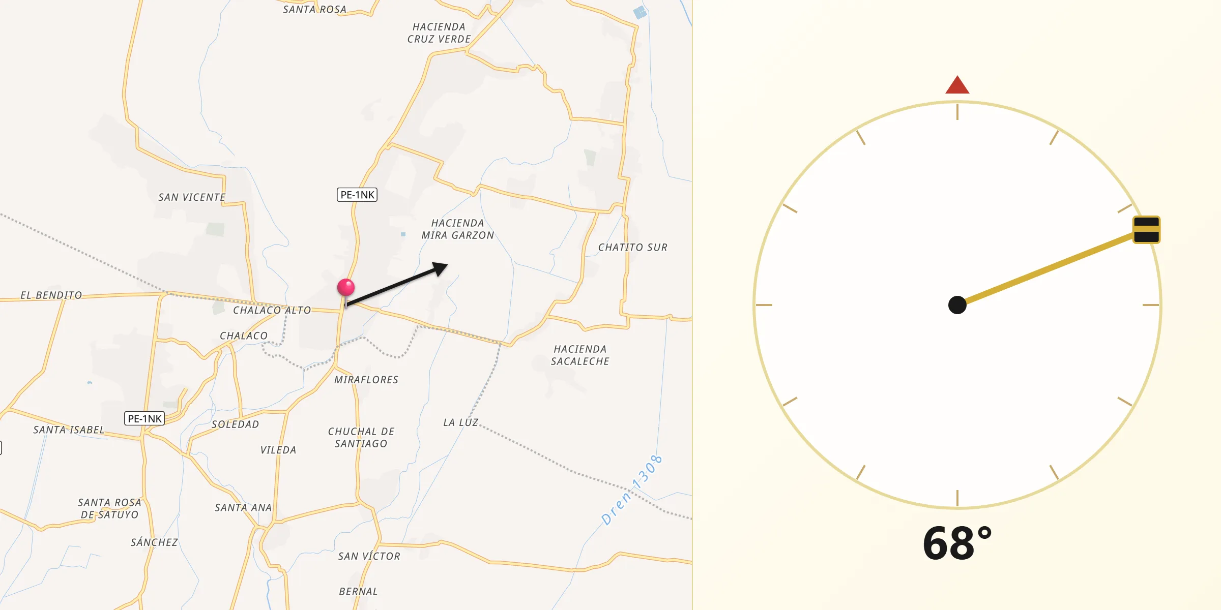 Dirección de la Qibla desde La Unión