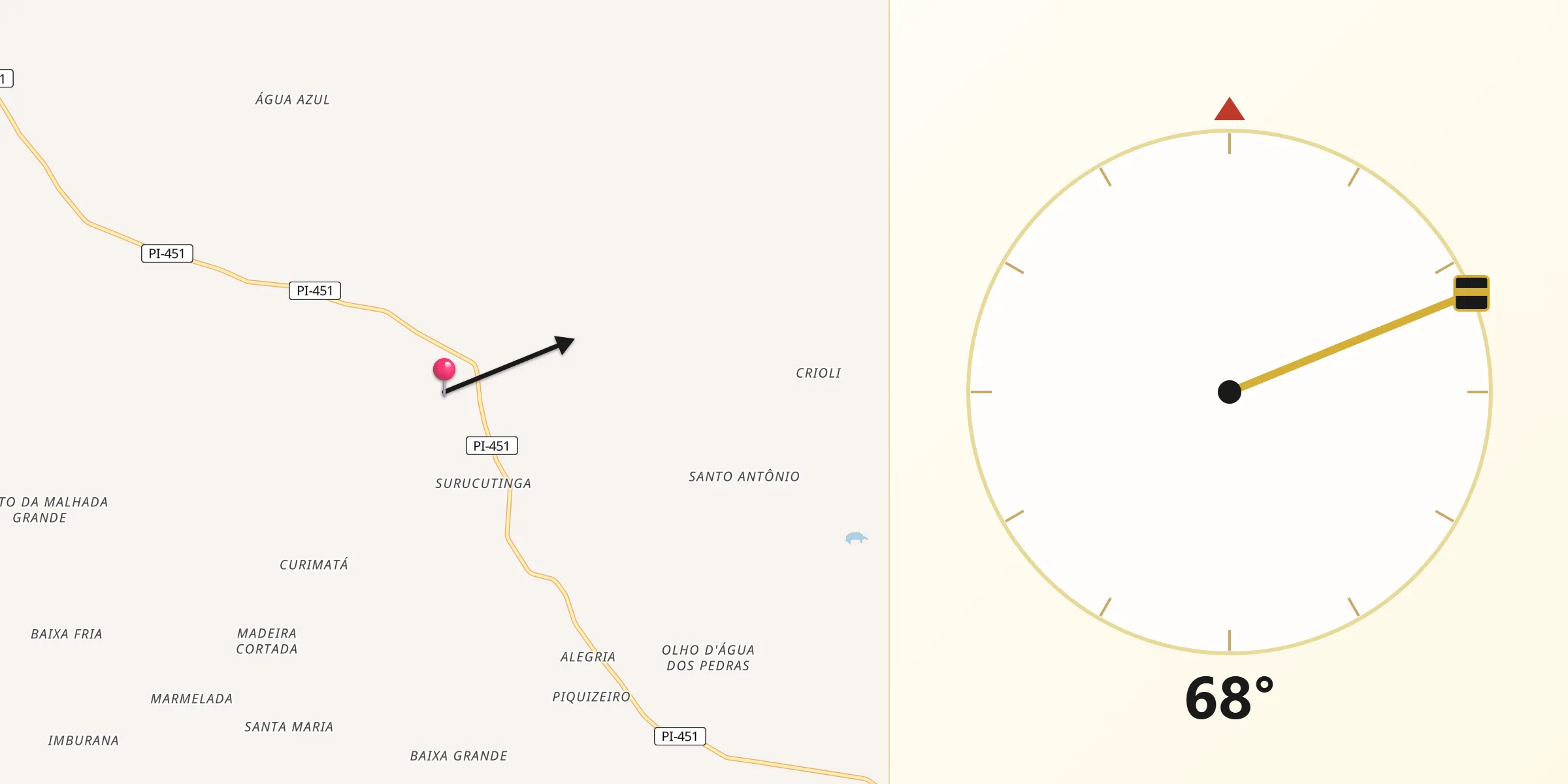 Direção da Qibla a partir de Alto Longá