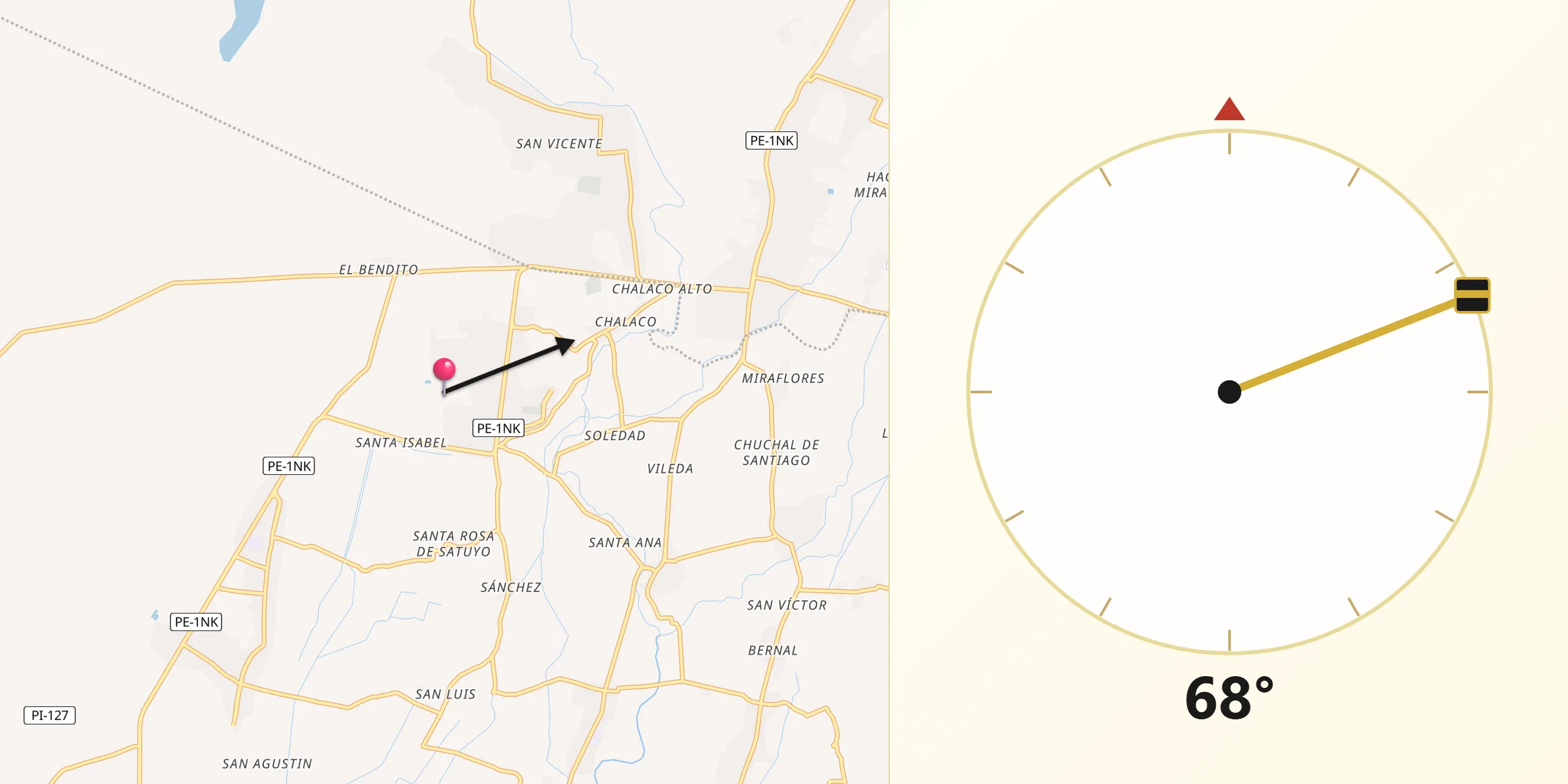 Dirección de la Qibla desde Vice