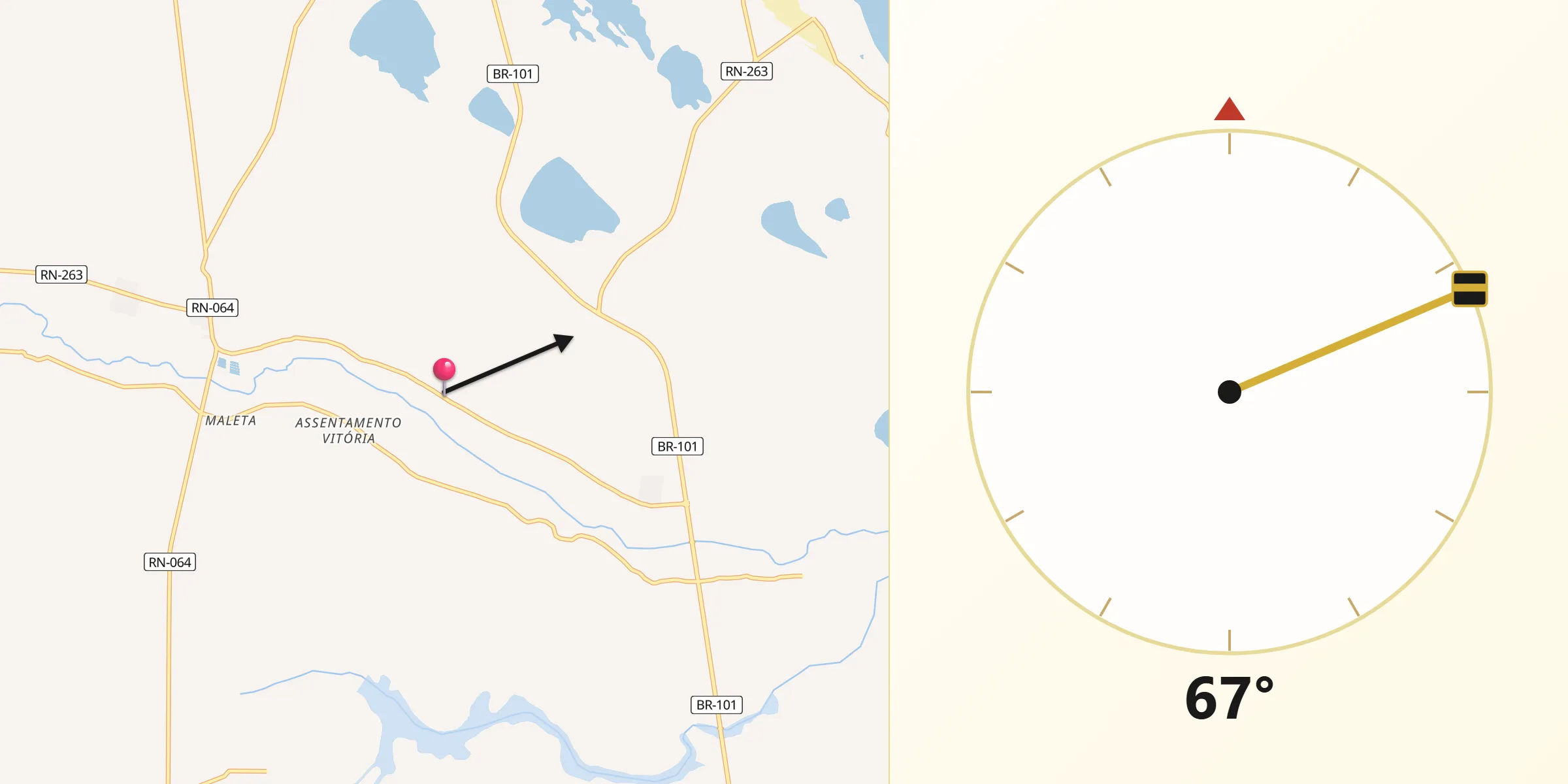 Direção da Qibla a partir de Maxaranguape