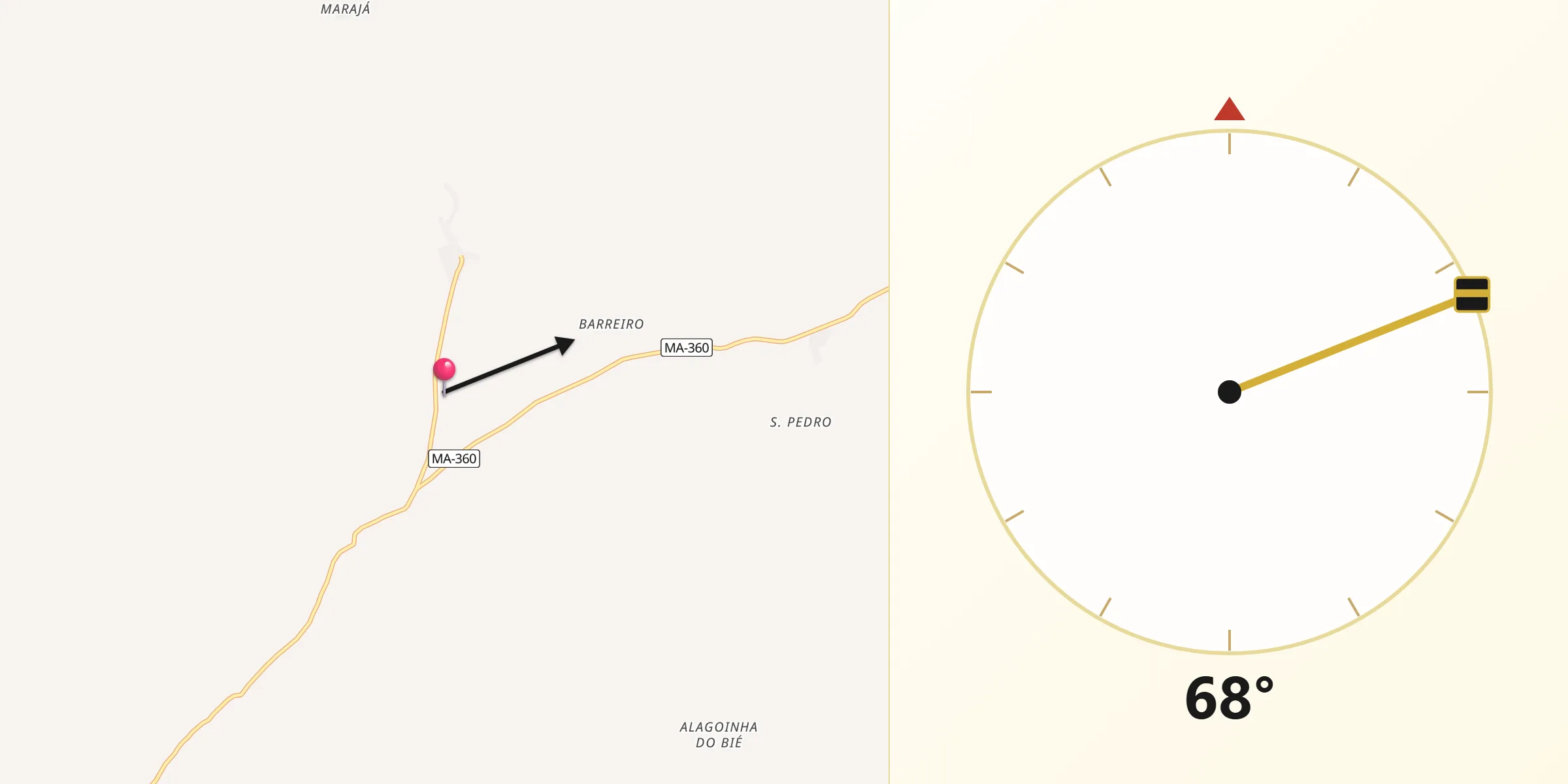 Direção da Qibla a partir de Santa Filomena do Maranhão