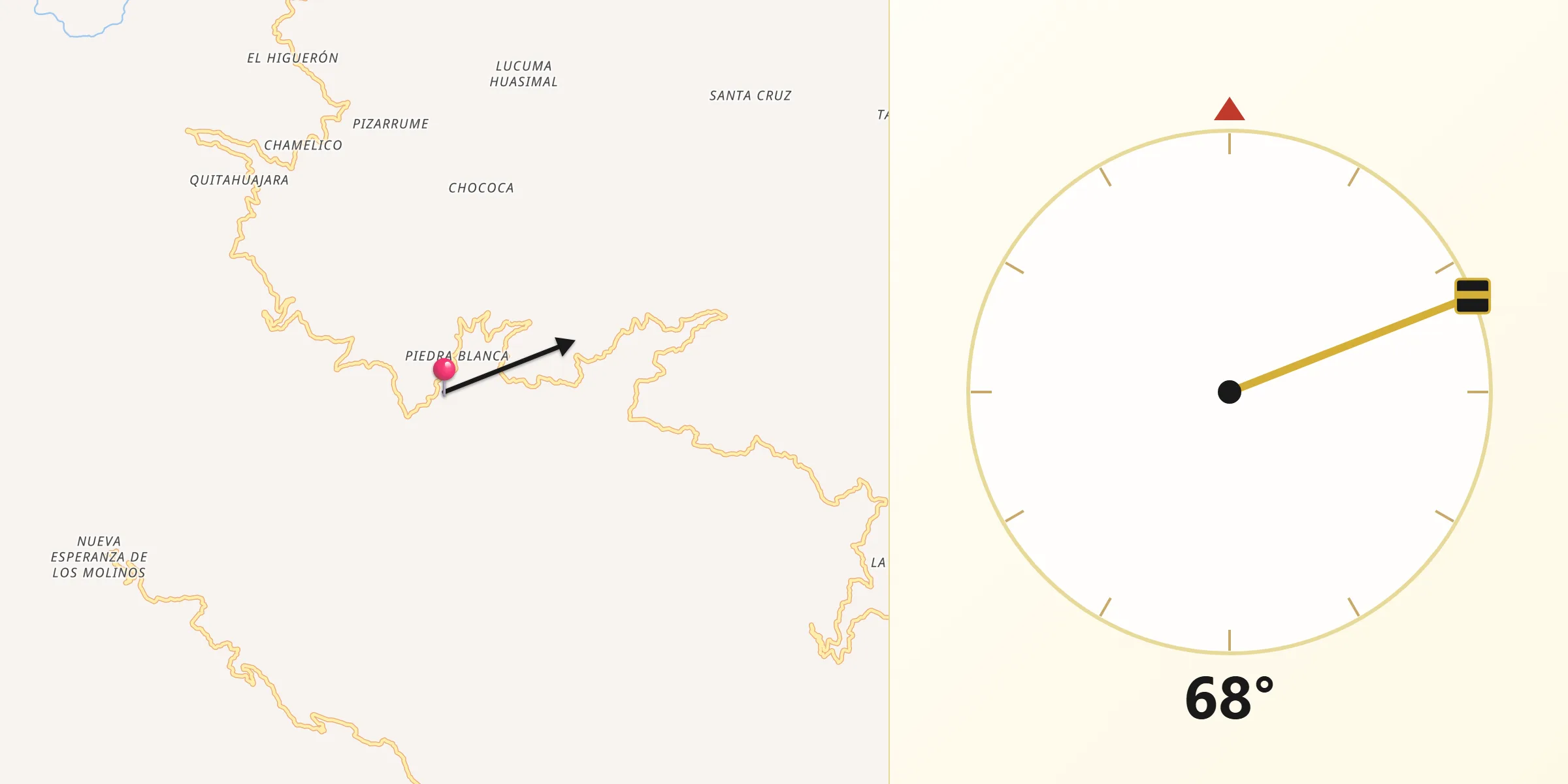 Dirección de la Qibla desde Provincia de Huancabamba