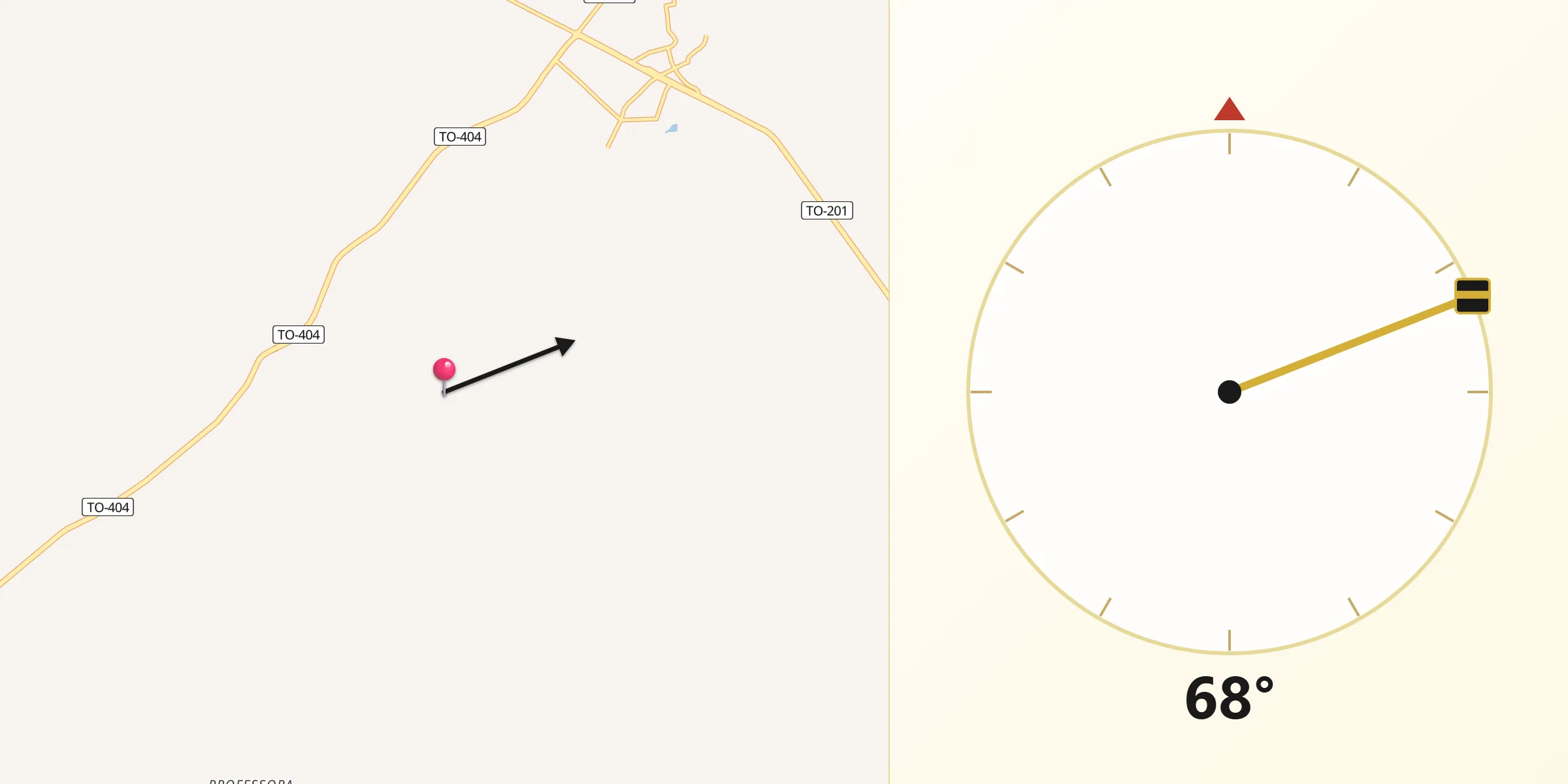Direção da Qibla a partir de Augustinópolis