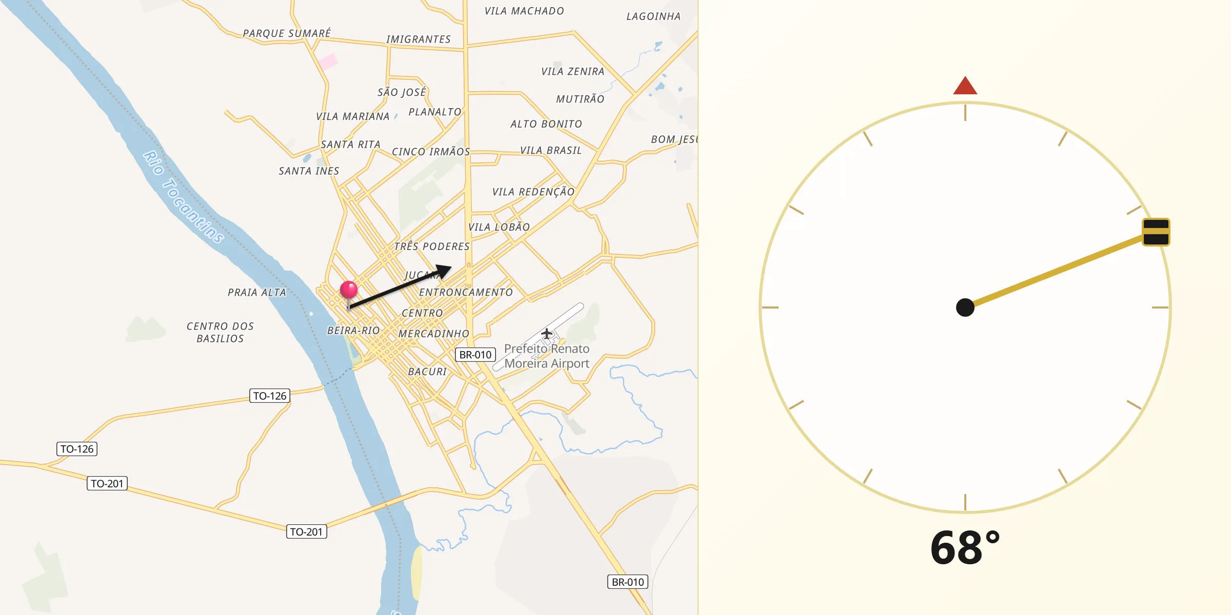 Direção da Qibla a partir de Imperatriz