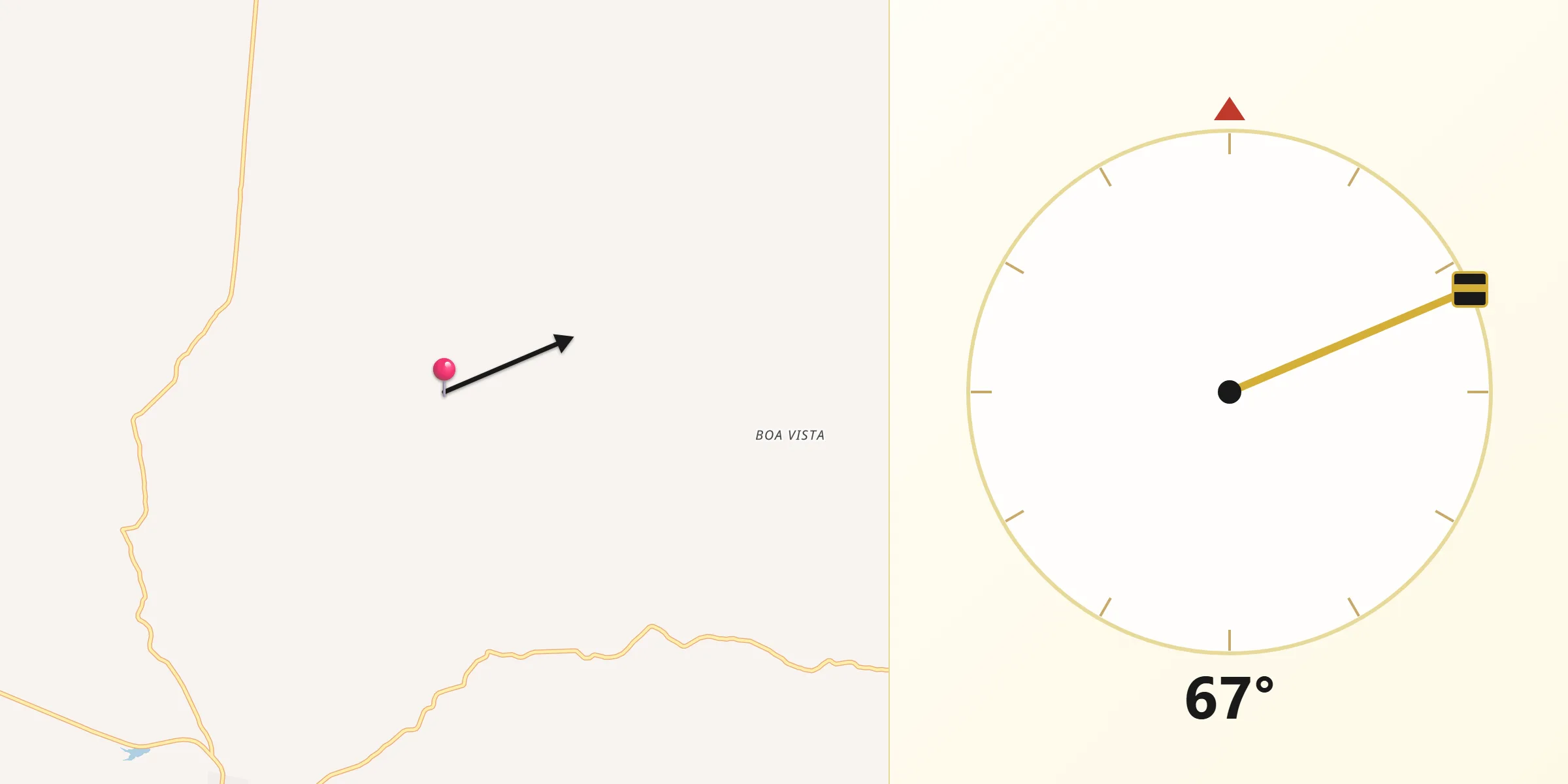 Direção da Qibla a partir de Pedra Preta