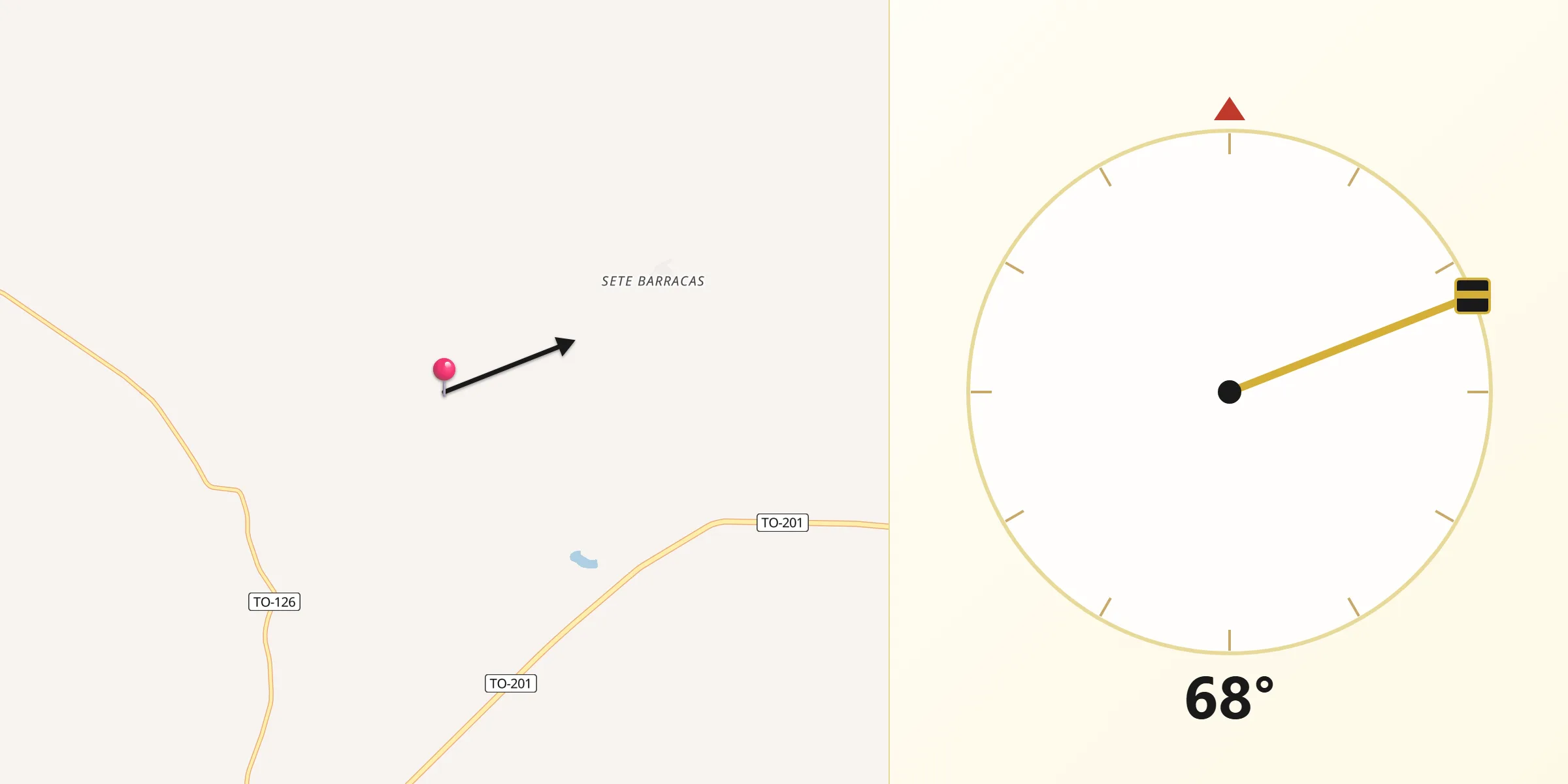 Direção da Qibla a partir de São Miguel do Tocantins