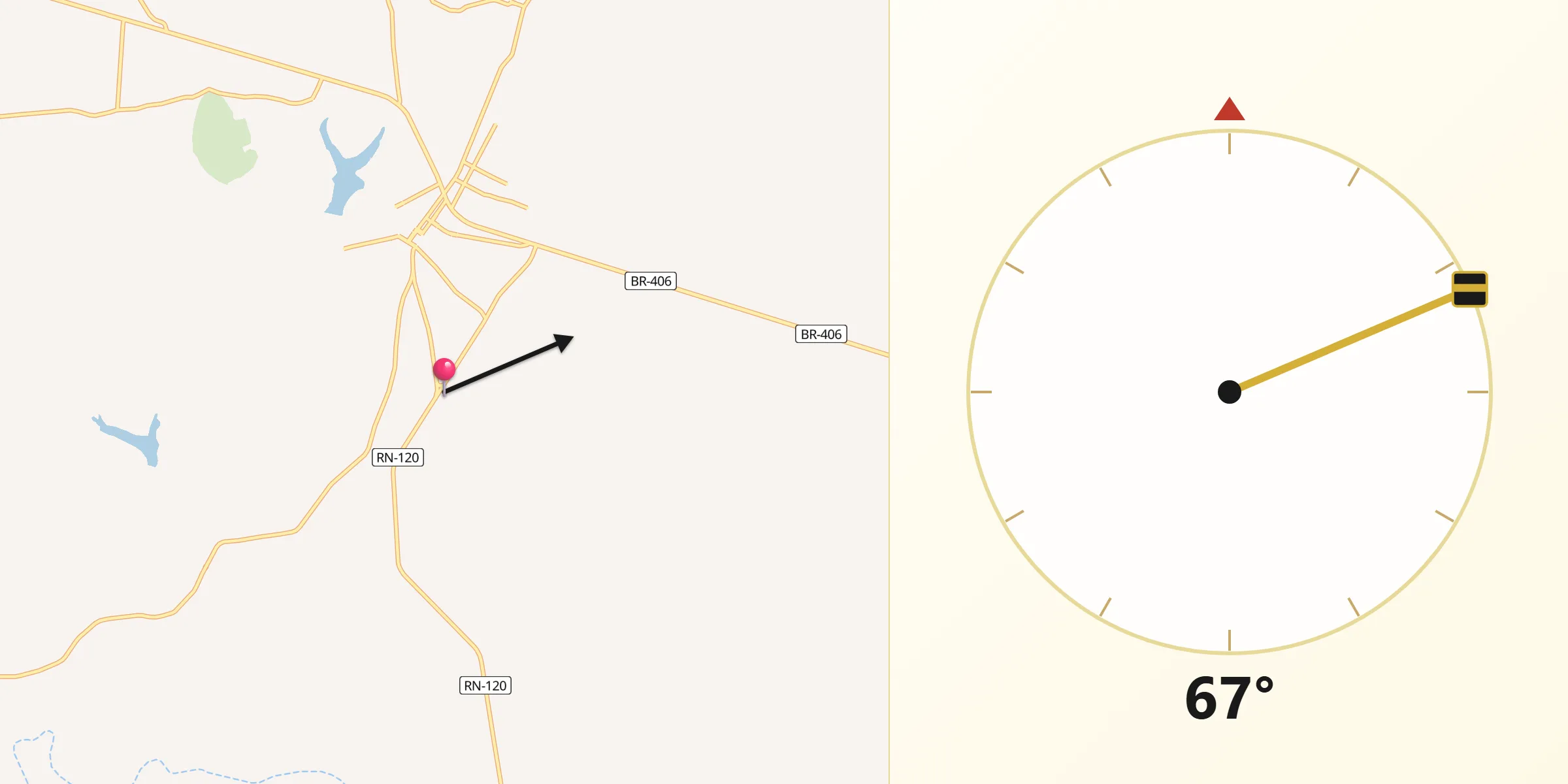 Direção da Qibla a partir de João Câmara
