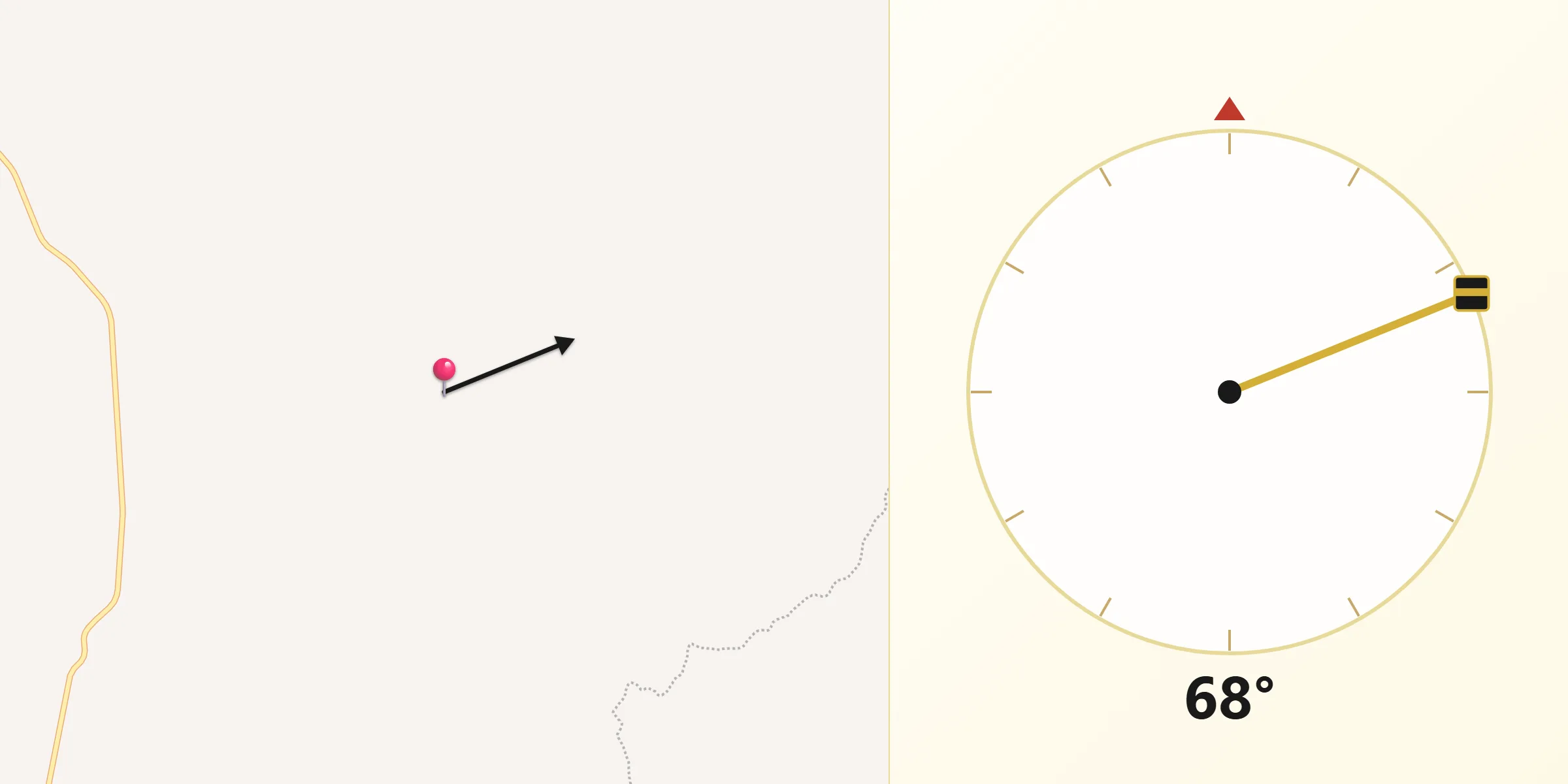Direção da Qibla a partir de Monsenhor Gil