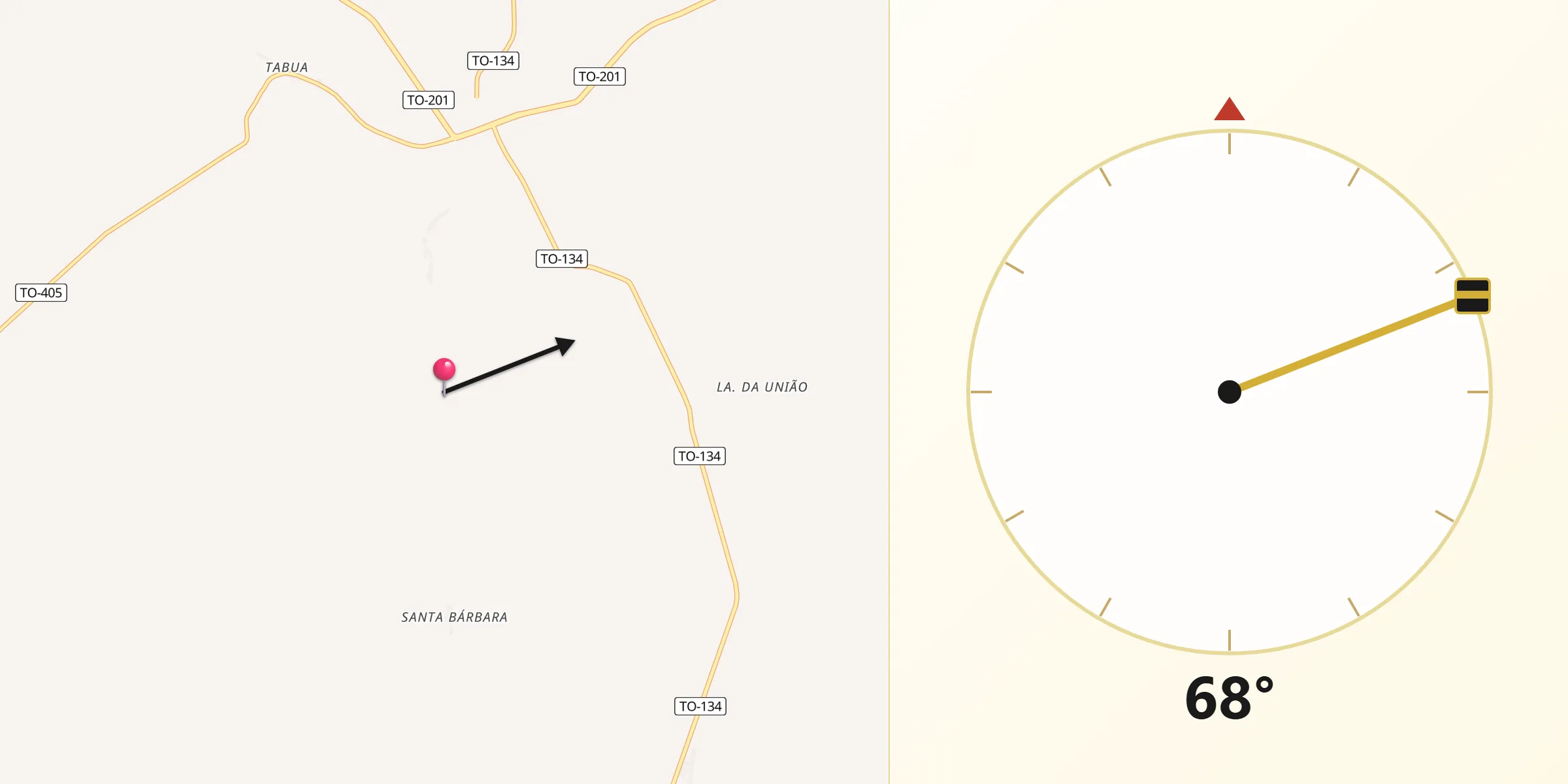 Direção da Qibla a partir de Axixá do Tocantins