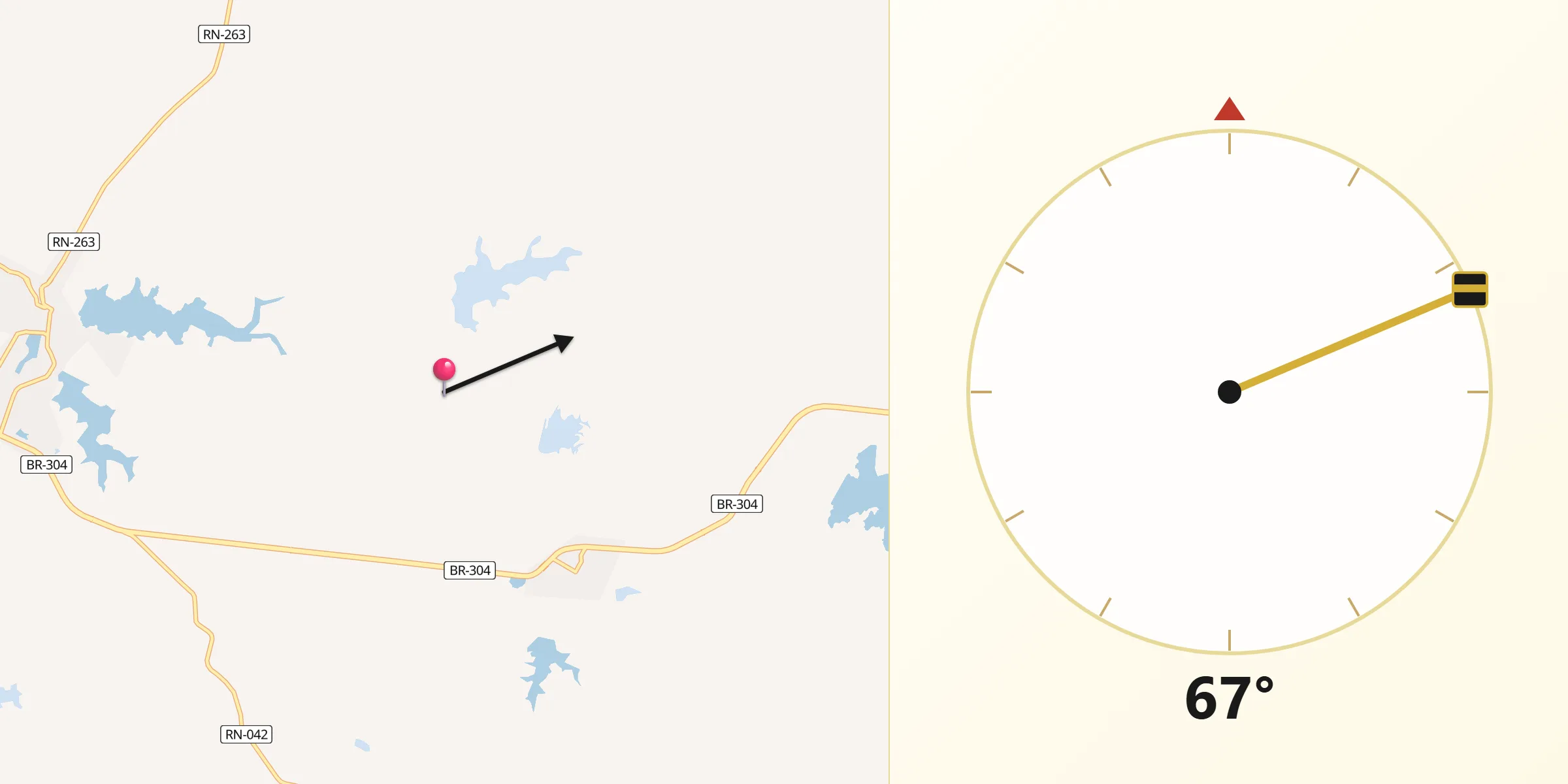 Direção da Qibla a partir de Angicos