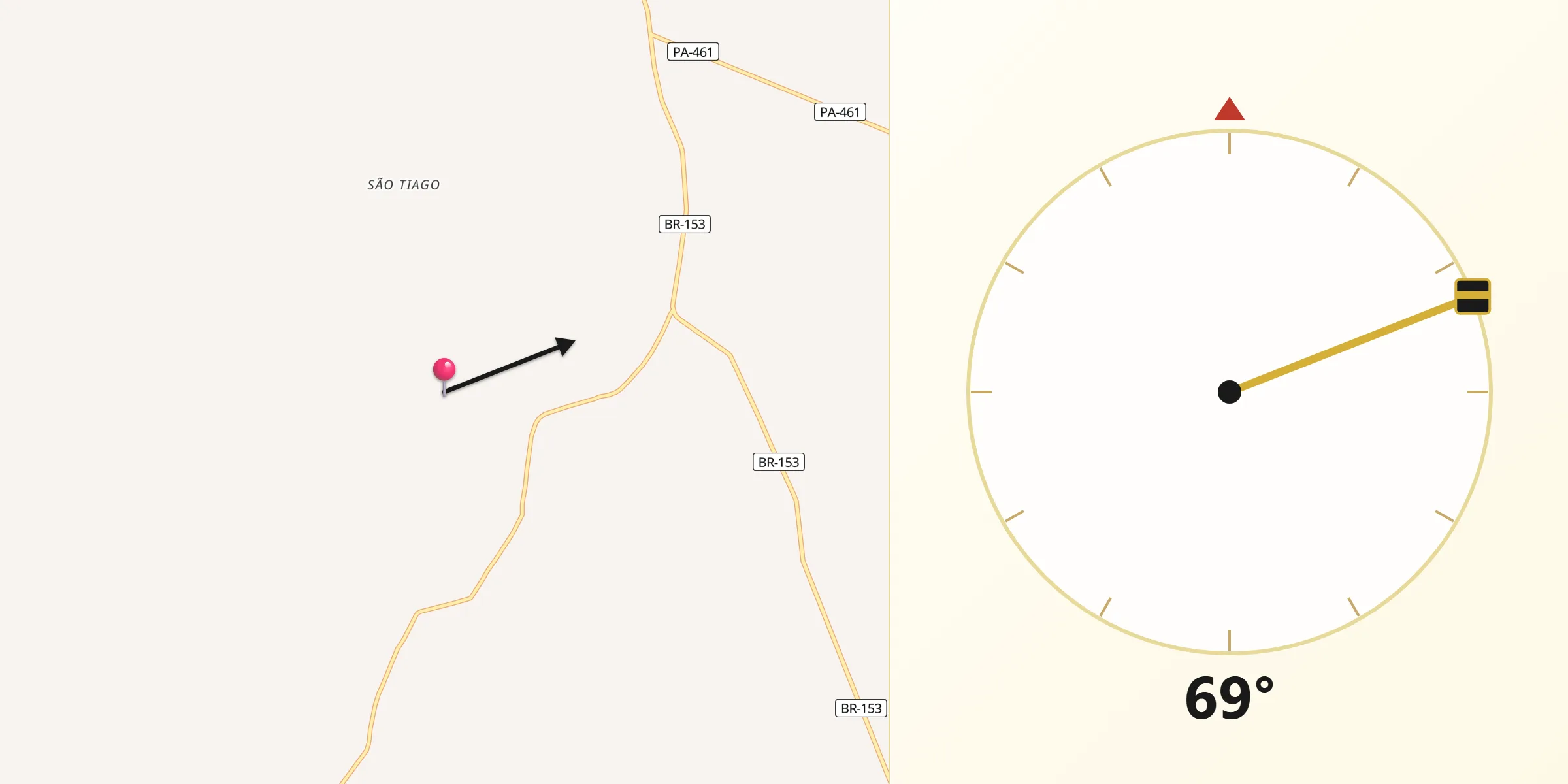 Direção da Qibla a partir de São Domingos do Araguaia