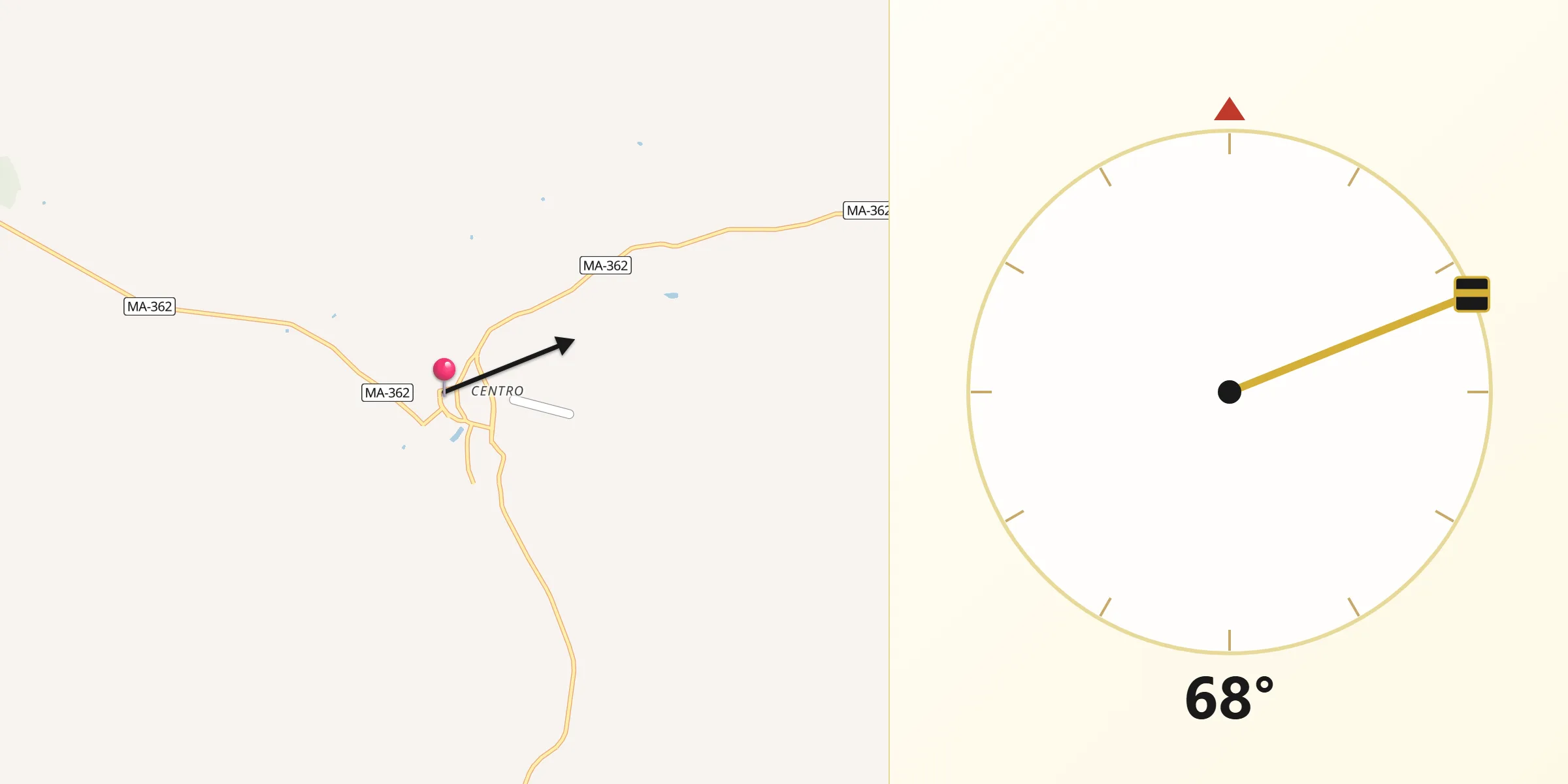 Direção da Qibla a partir de Fortuna
