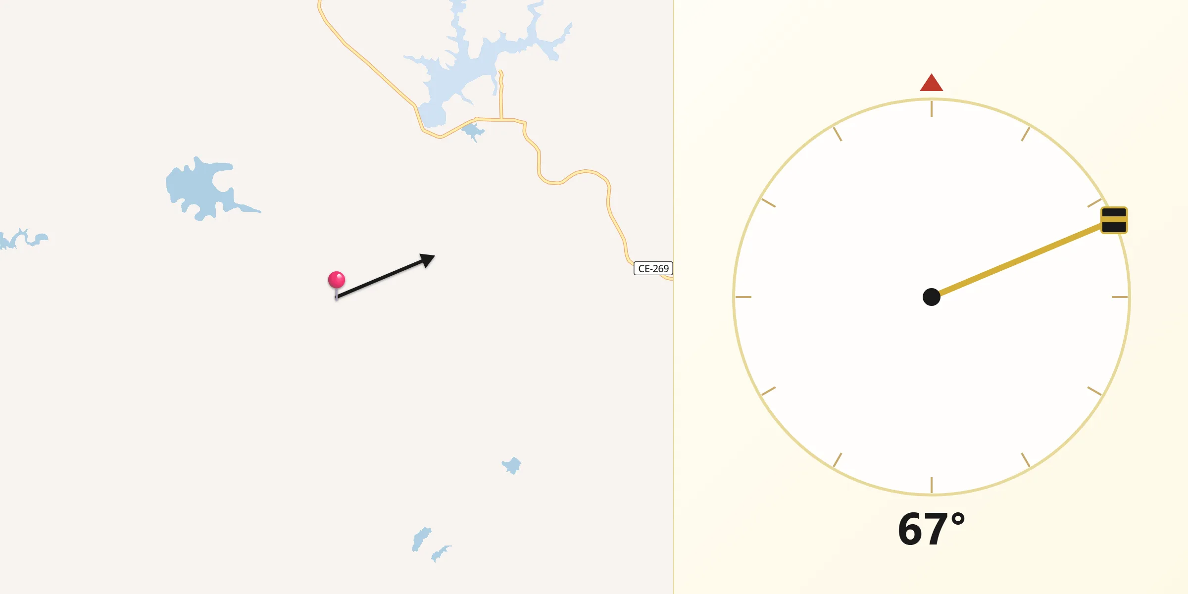Direção da Qibla a partir de Potiretama