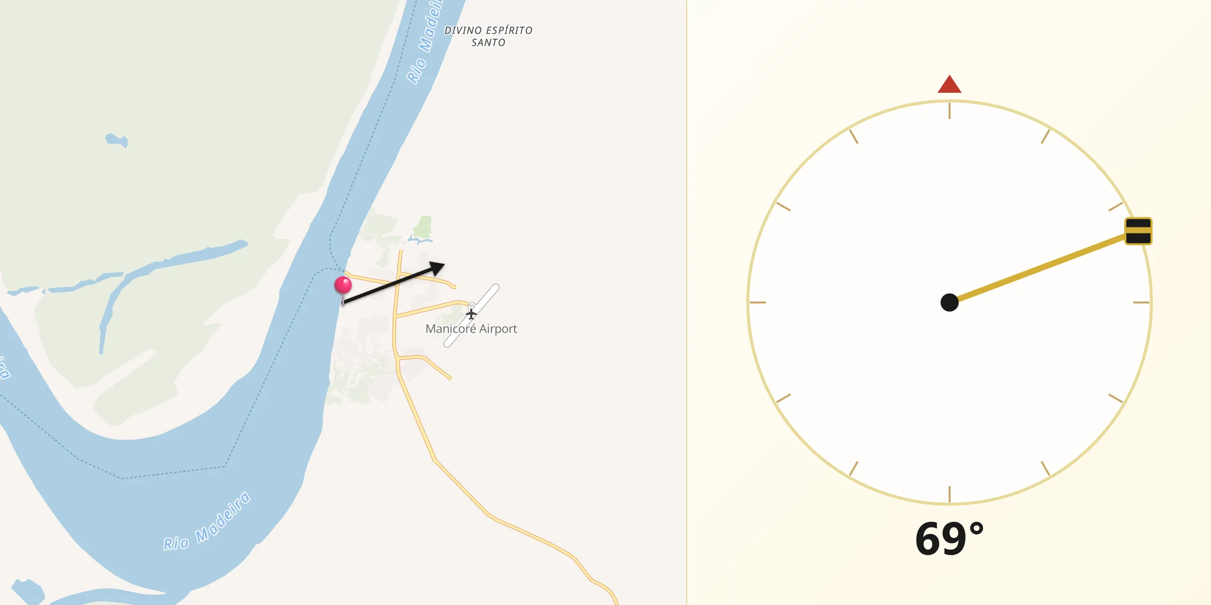 Direção da Qibla a partir de Manicoré