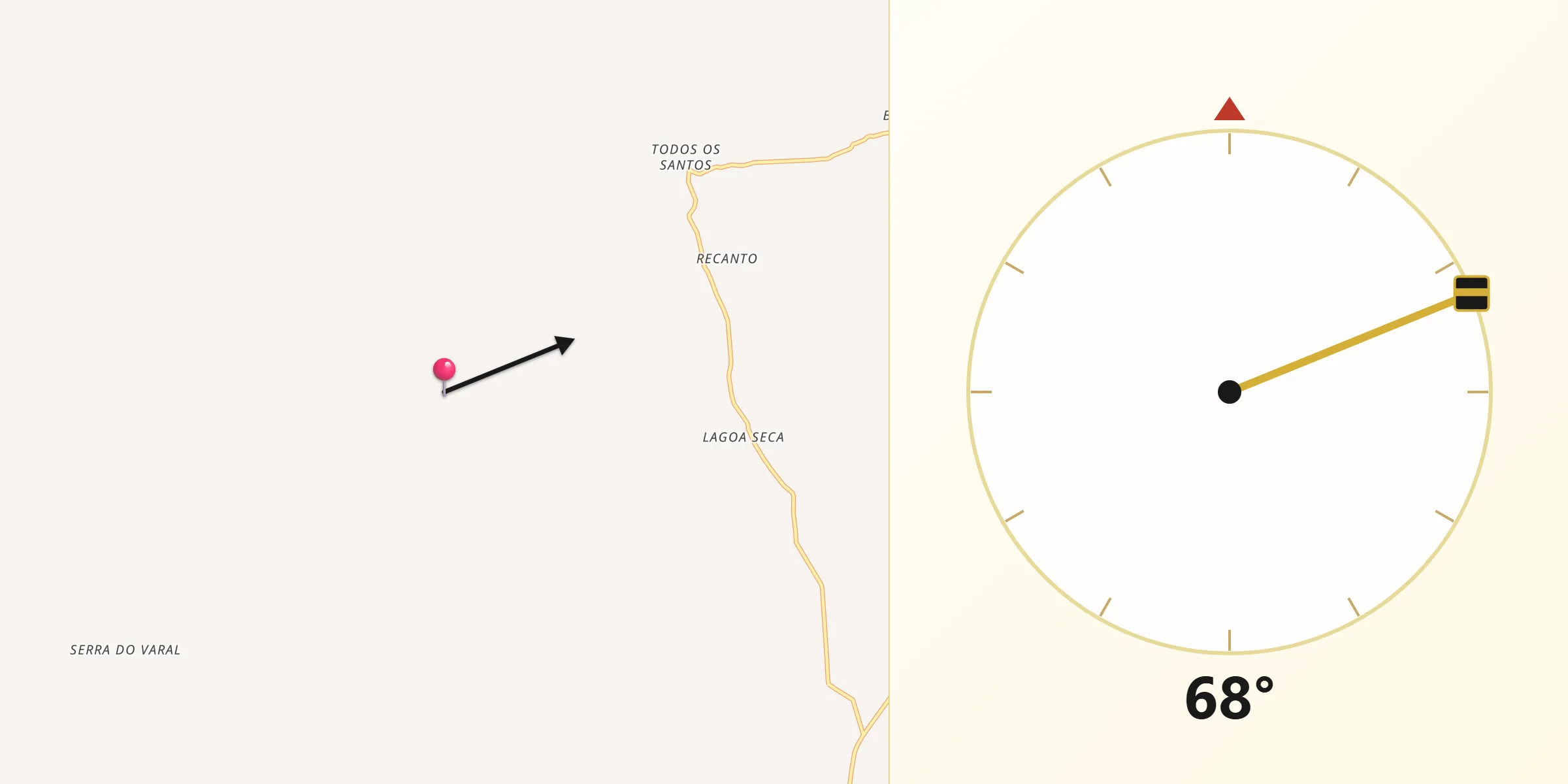 Direção da Qibla a partir de São Pedro do Piauí