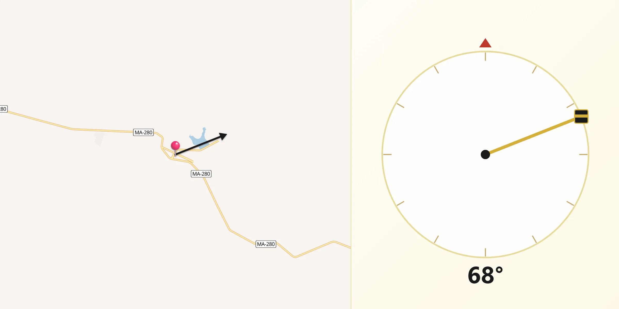 Direção da Qibla a partir de Montes Altos