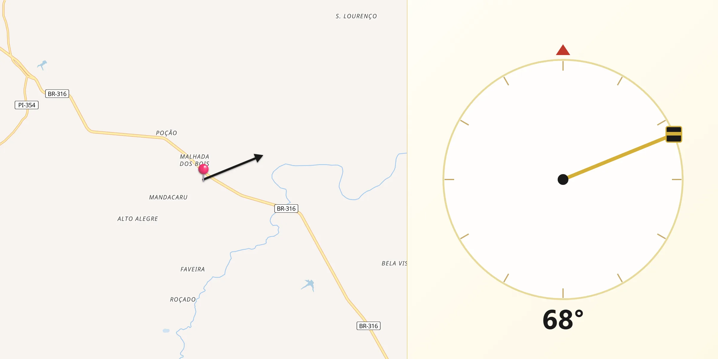 Direção da Qibla a partir de Barro Duro