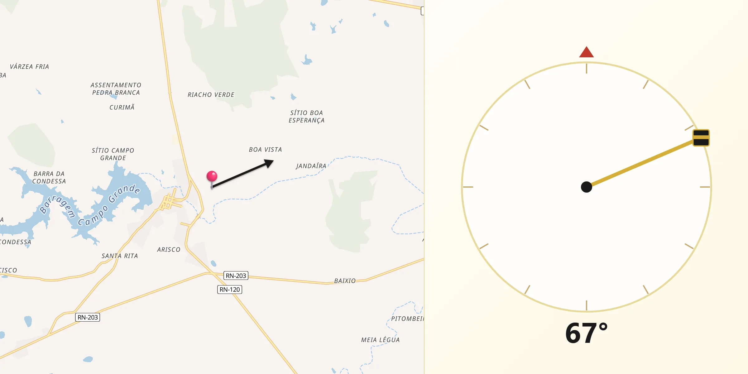 Direção da Qibla a partir de São Paulo do Potengi