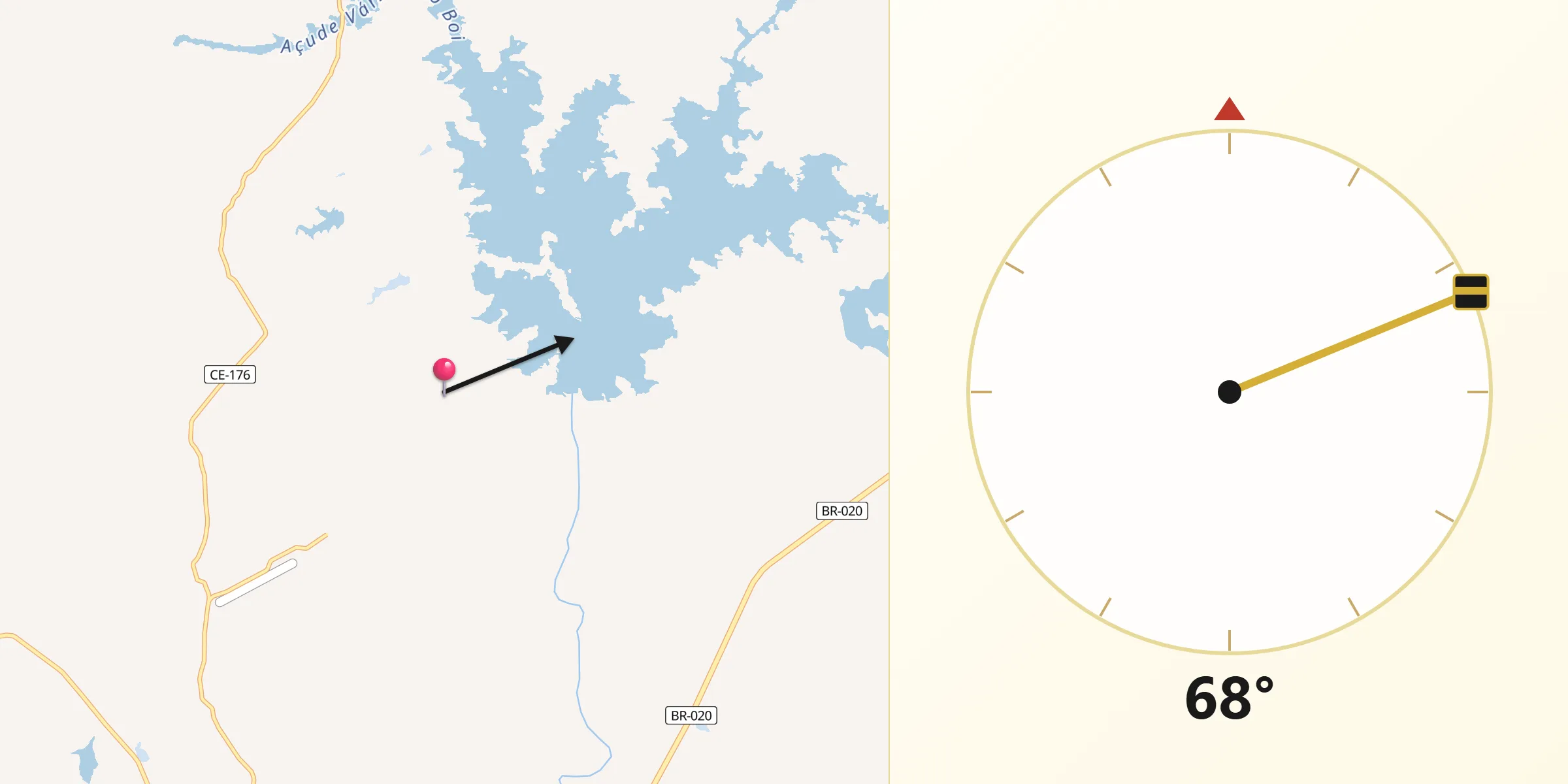 Direção da Qibla a partir de Tauá