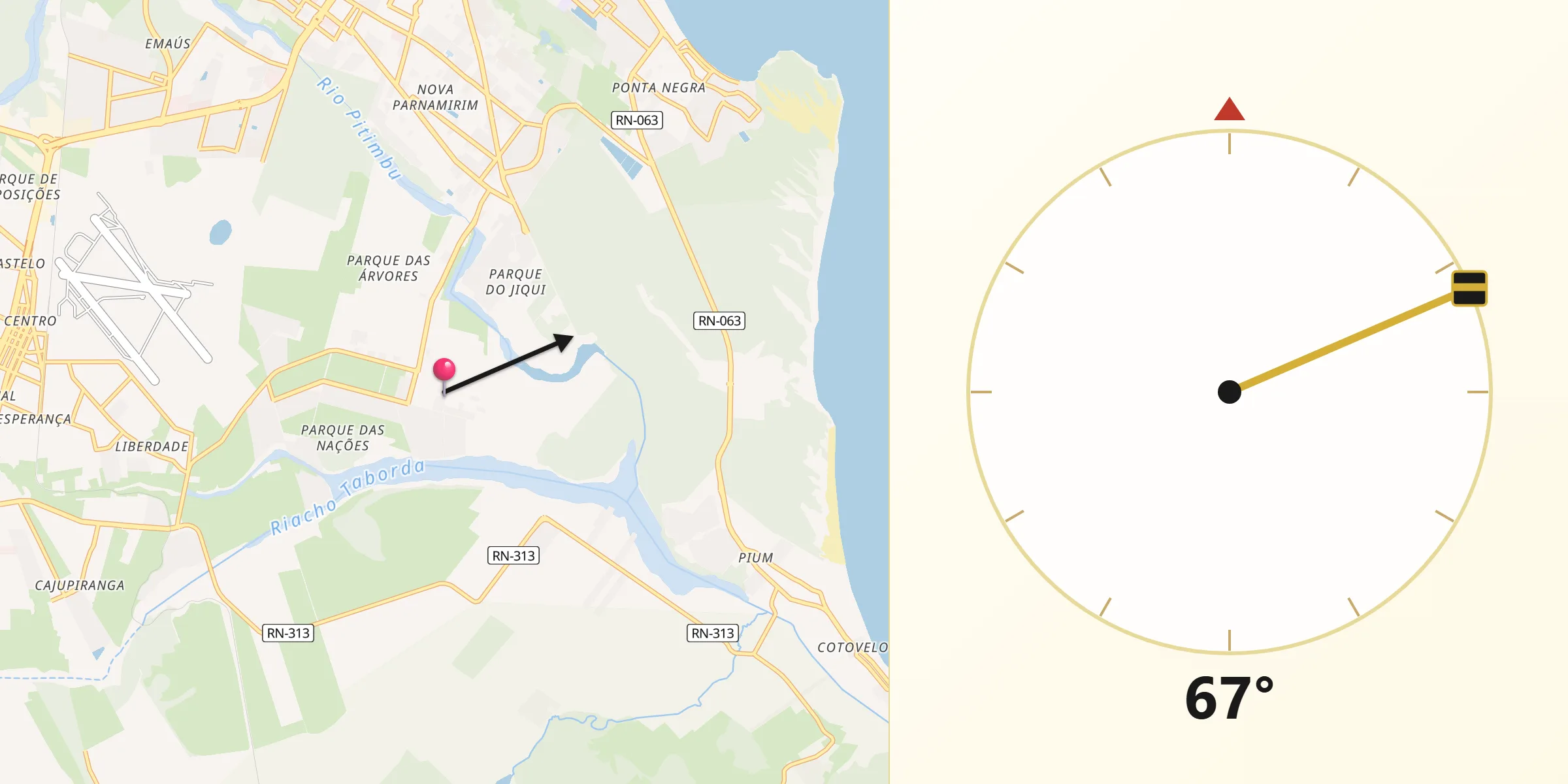 Direzione della Qibla da Parnamirim