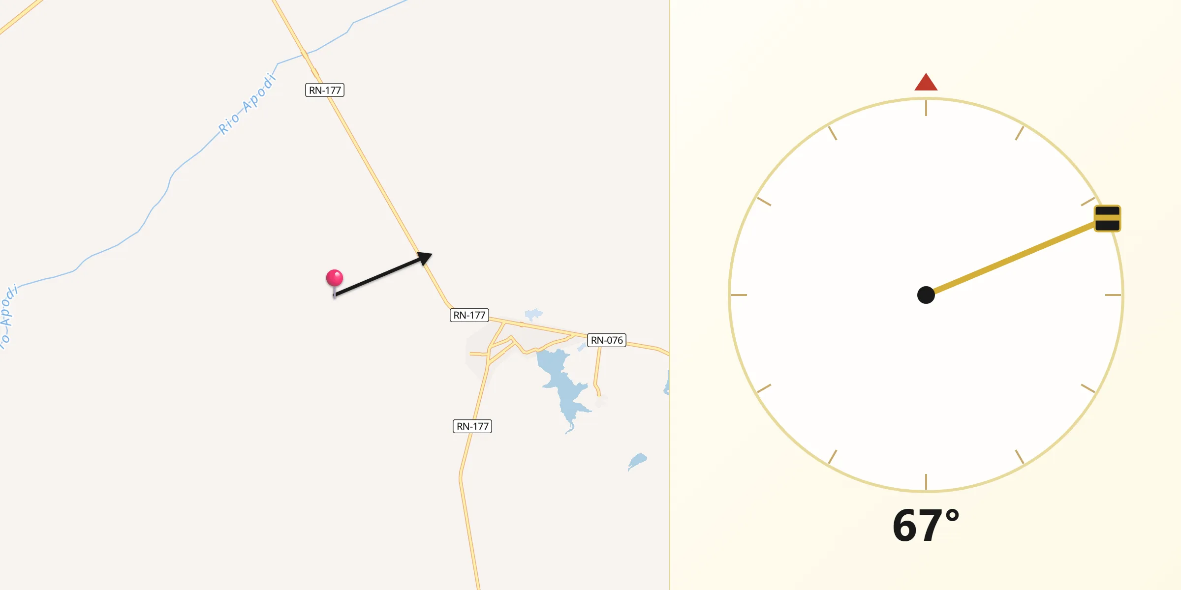 Direção da Qibla a partir de Riacho da Cruz