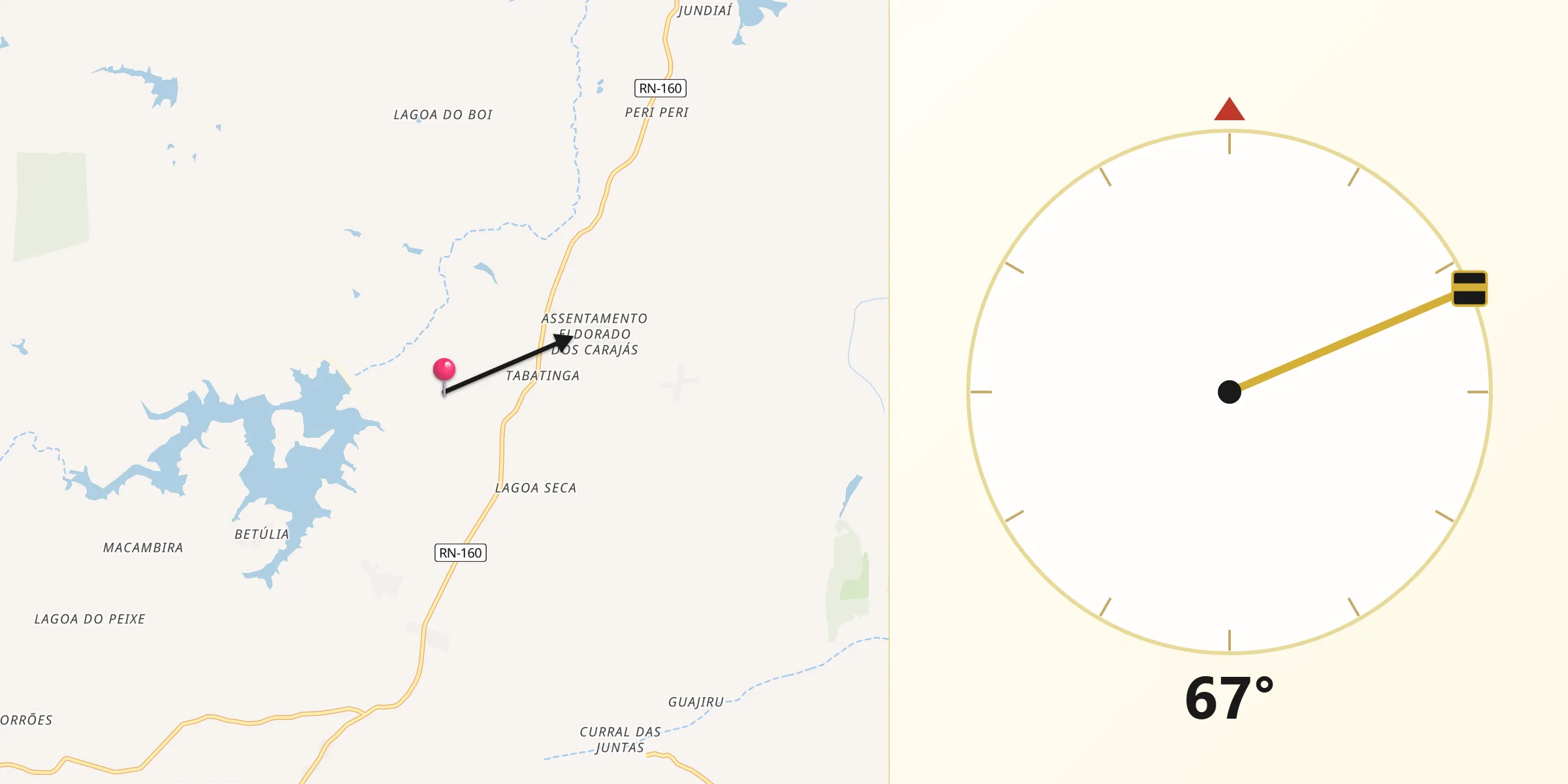 Direção da Qibla a partir de Macaíba