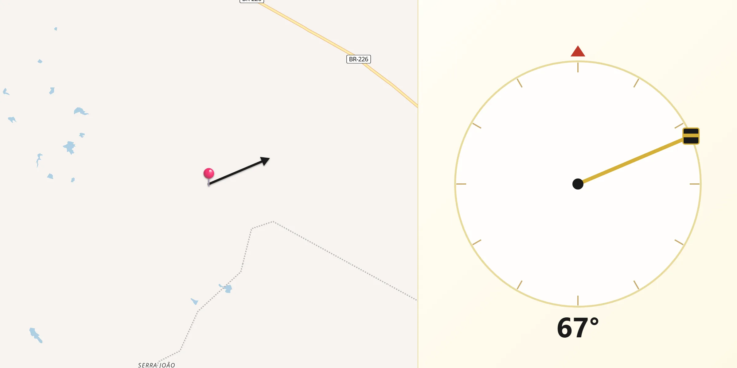 Direção da Qibla a partir de Triunfo Potiguar