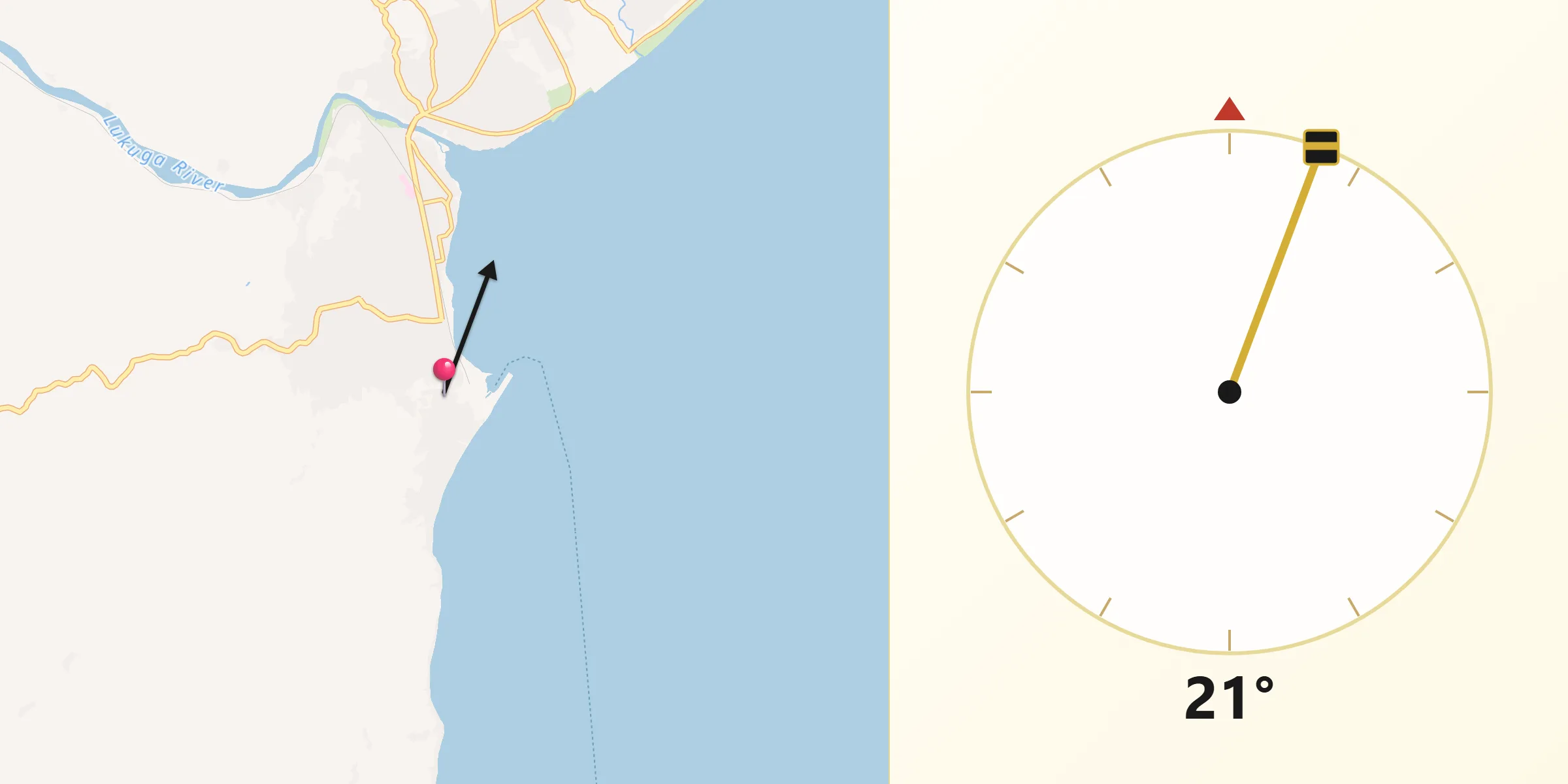Direction vers la Qibla depuis Kalemie
