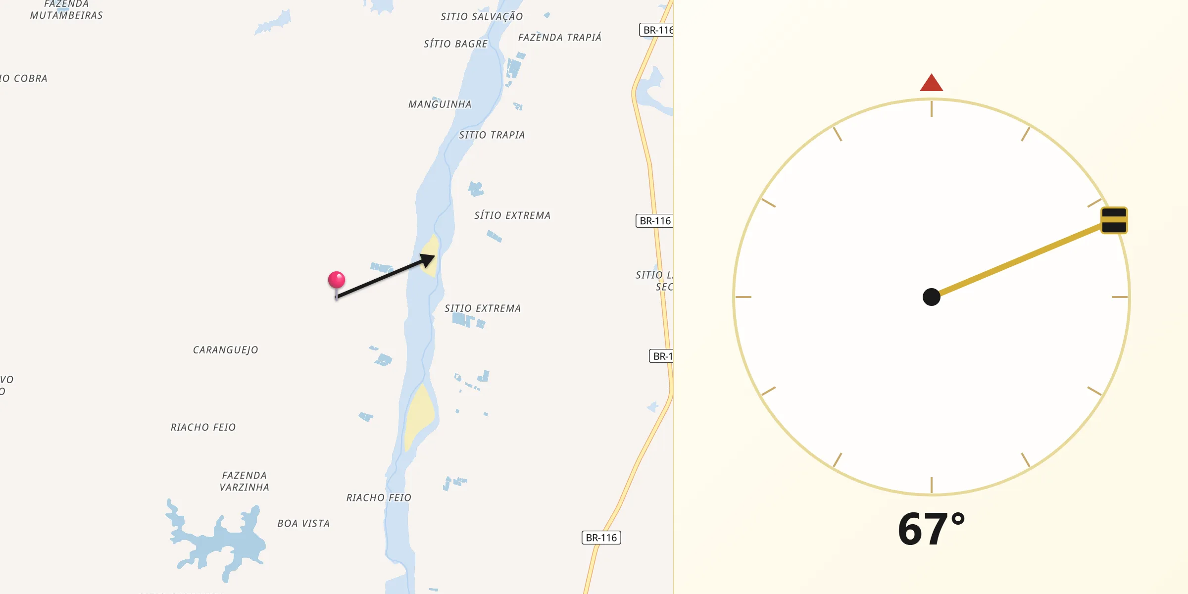 Direção da Qibla a partir de Jaguaribe