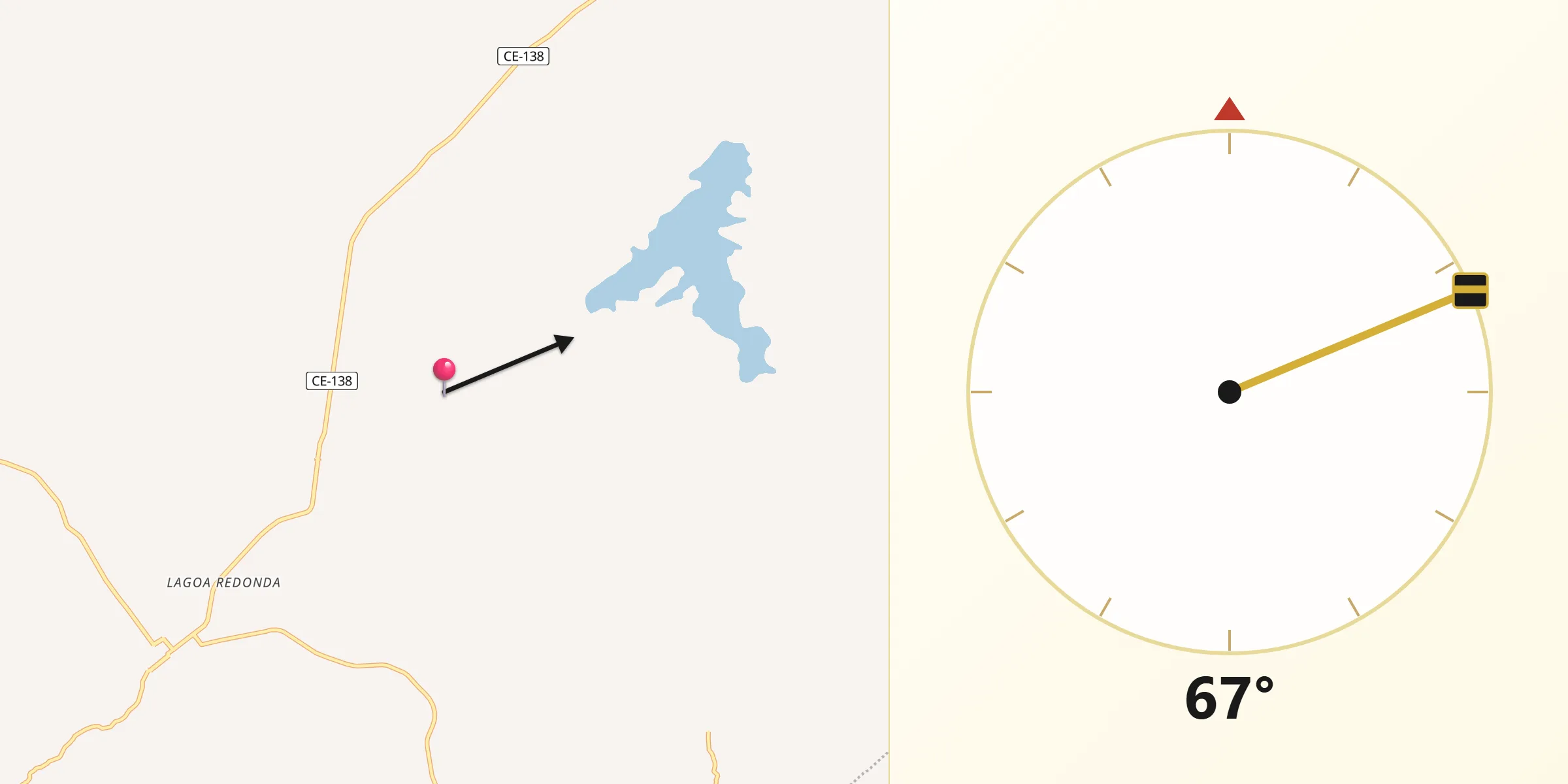 Direção da Qibla a partir de Ererê