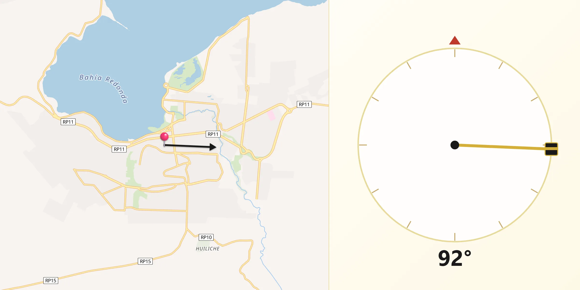 Dirección de la Qibla desde El Calafate