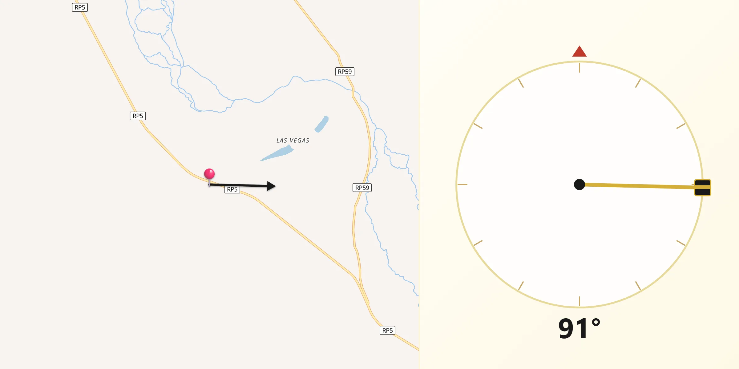 Dirección de la Qibla desde Departamento de Güer Aike