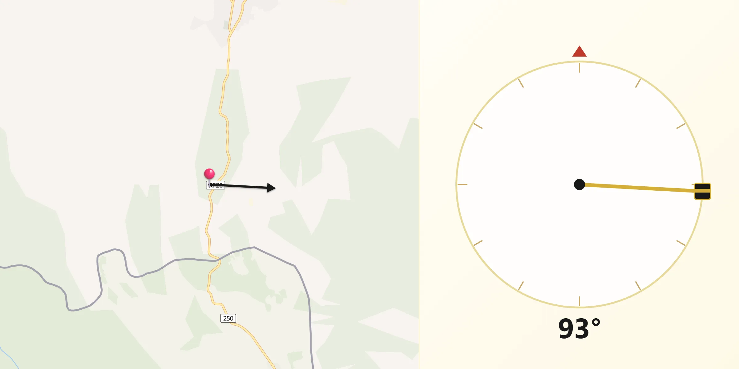 Dirección de la Qibla desde Yacimiento Río Turbio