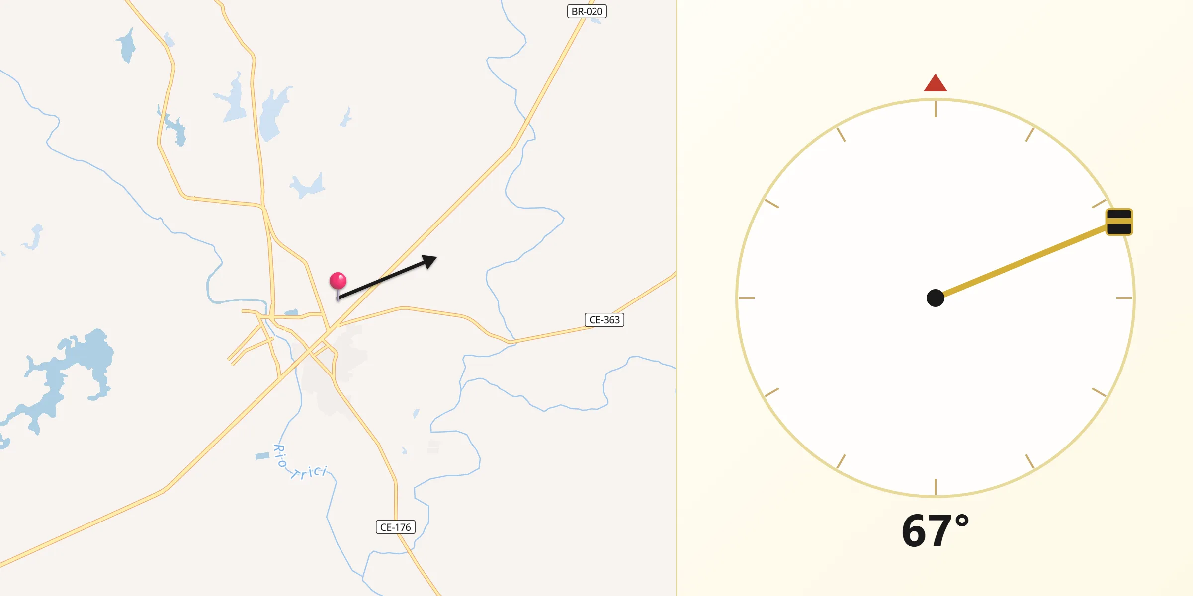 Direção da Qibla a partir de São João dos Inhamuns