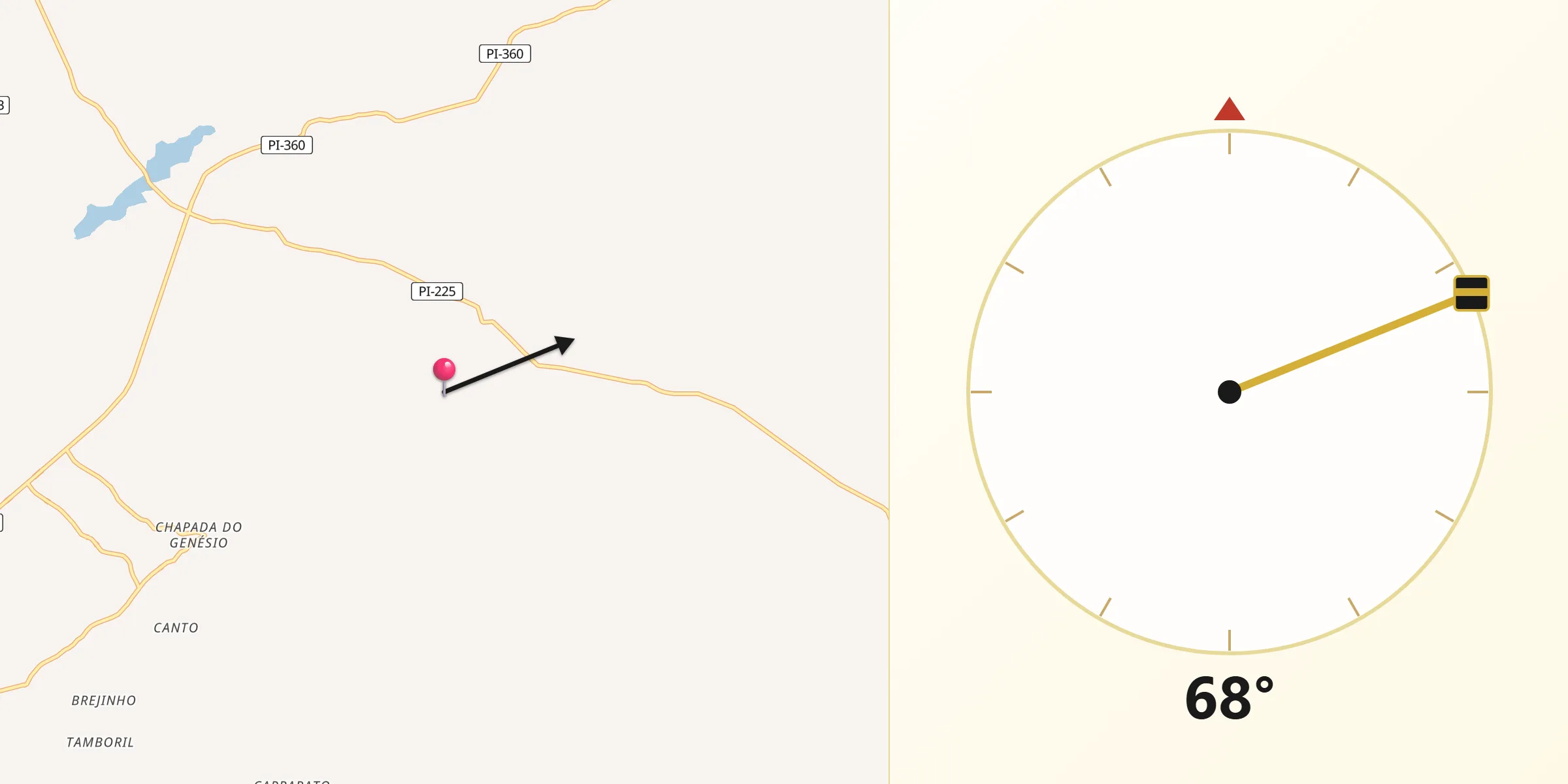 Direção da Qibla a partir de São Gonçalo do Piauí