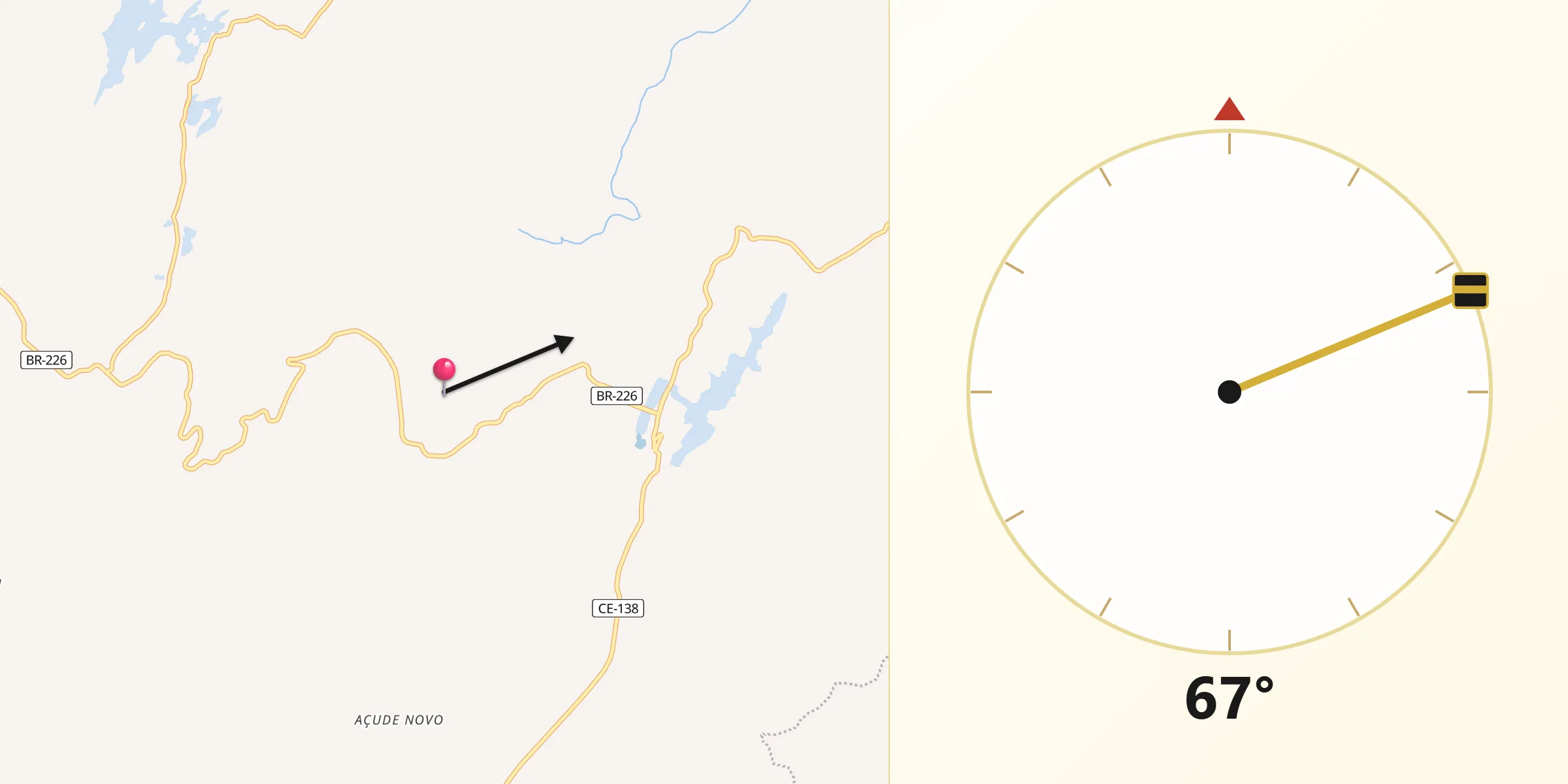 Direção da Qibla a partir de Pereiro