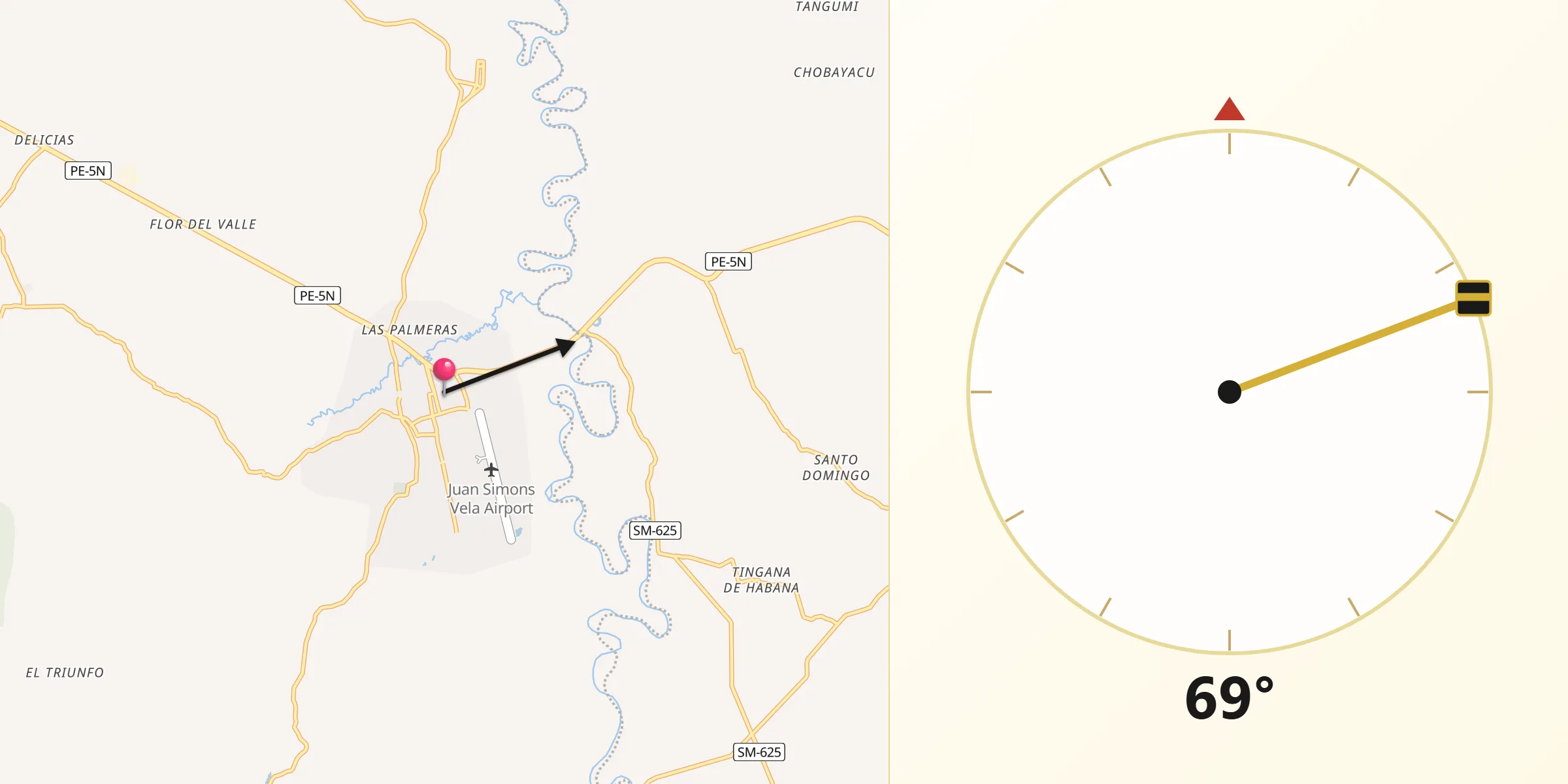 Dirección de la Qibla desde Rioja