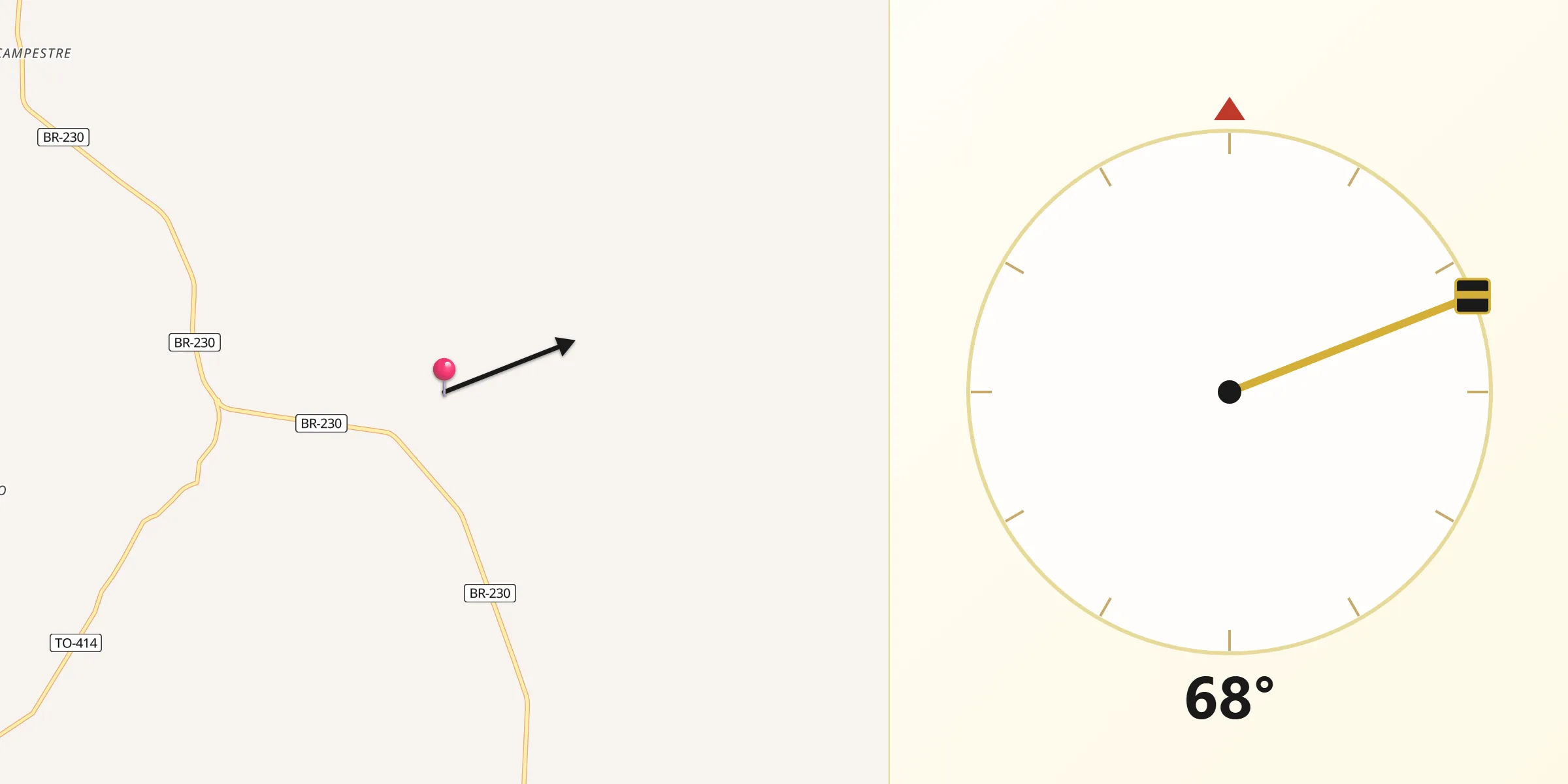 Direção da Qibla a partir de Cachoeirinha