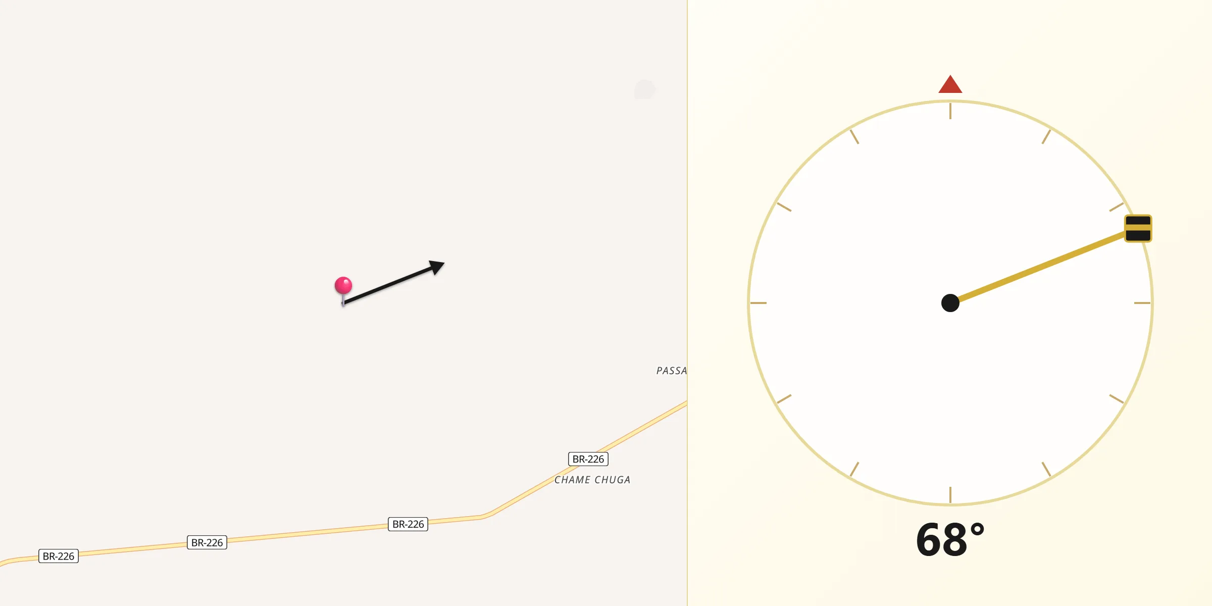 Direção da Qibla a partir de Lajeado Novo