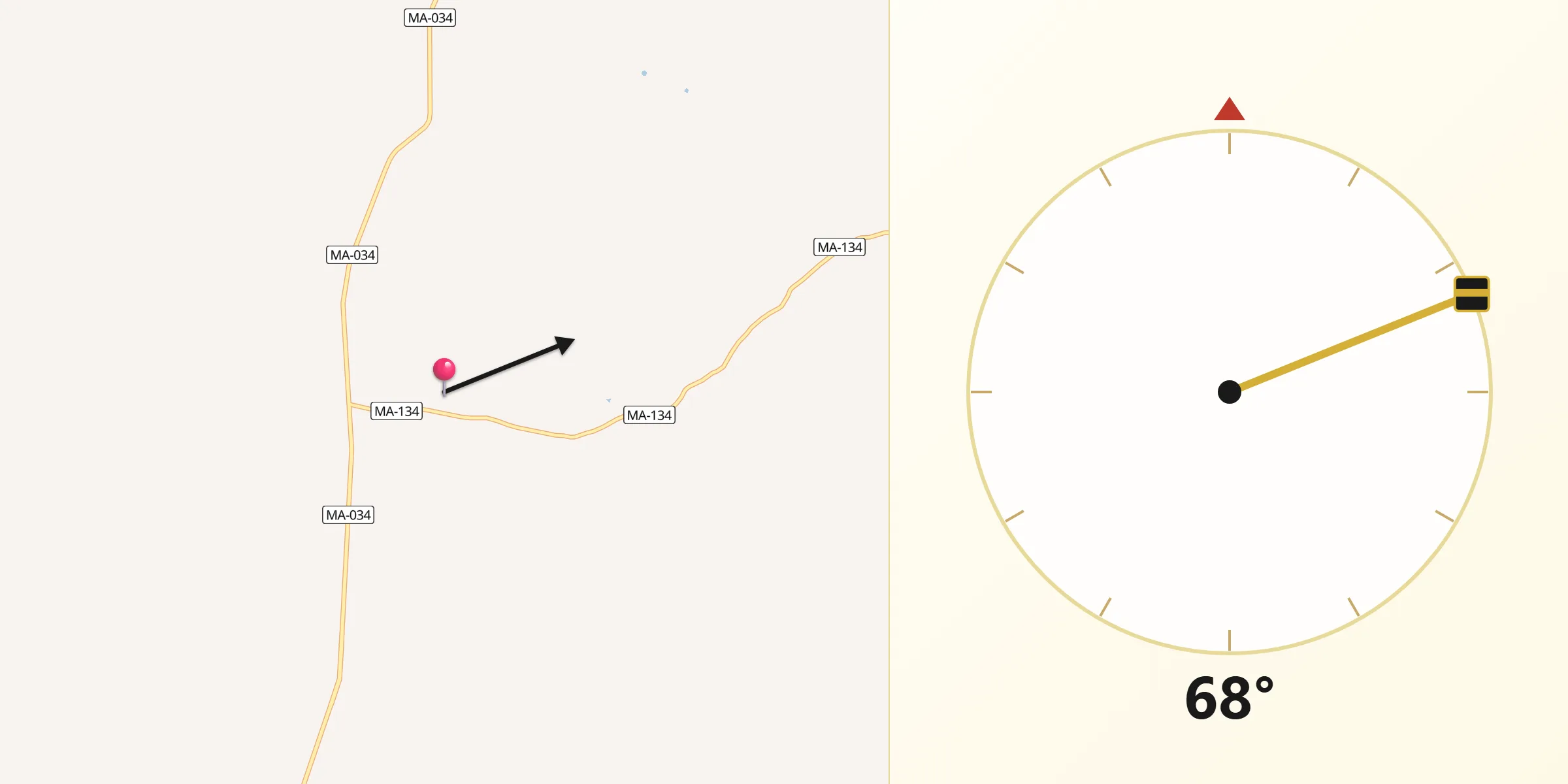 Direção da Qibla a partir de Passagem Franca